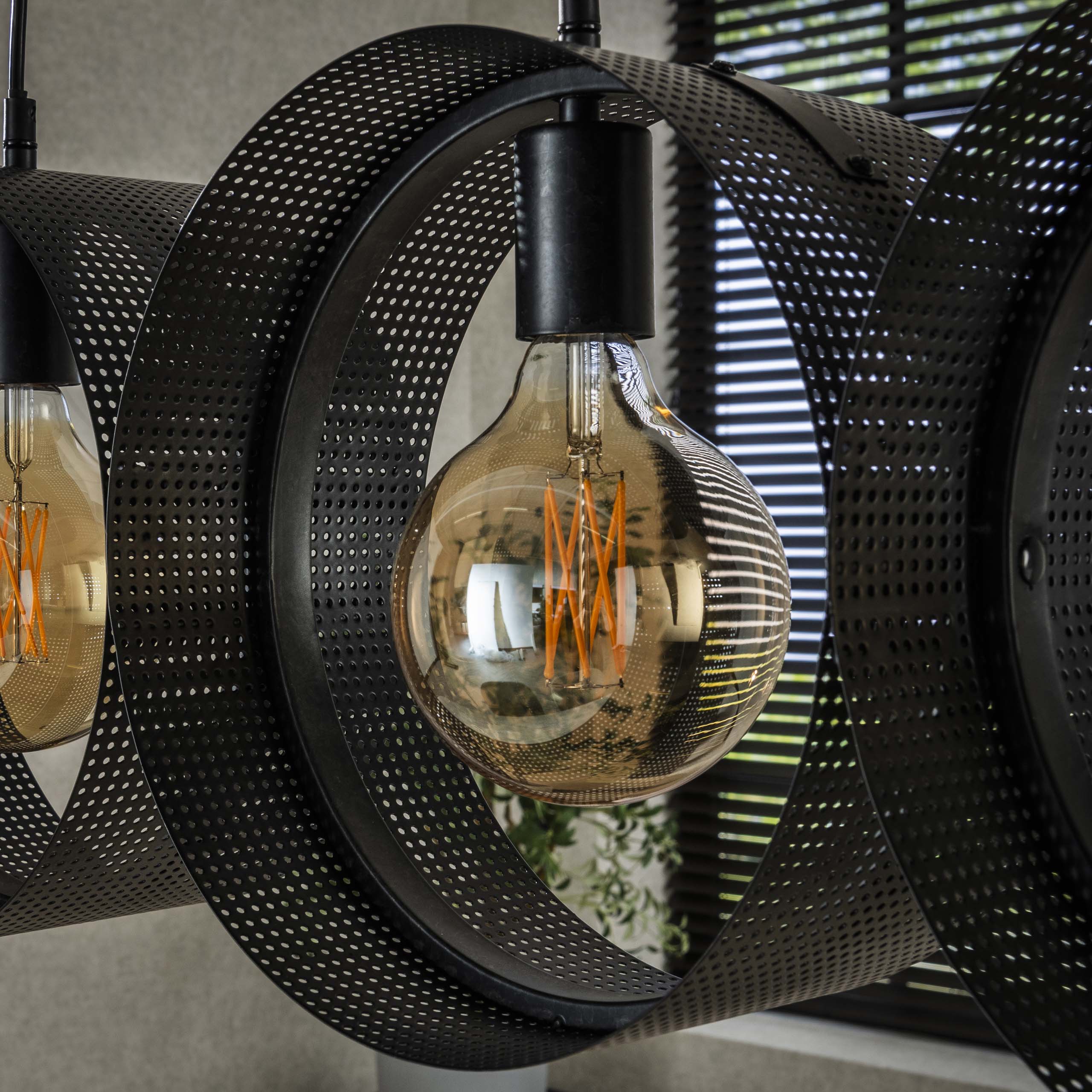 Hanglamp Ring Mesh 4 Lichts Charcoal