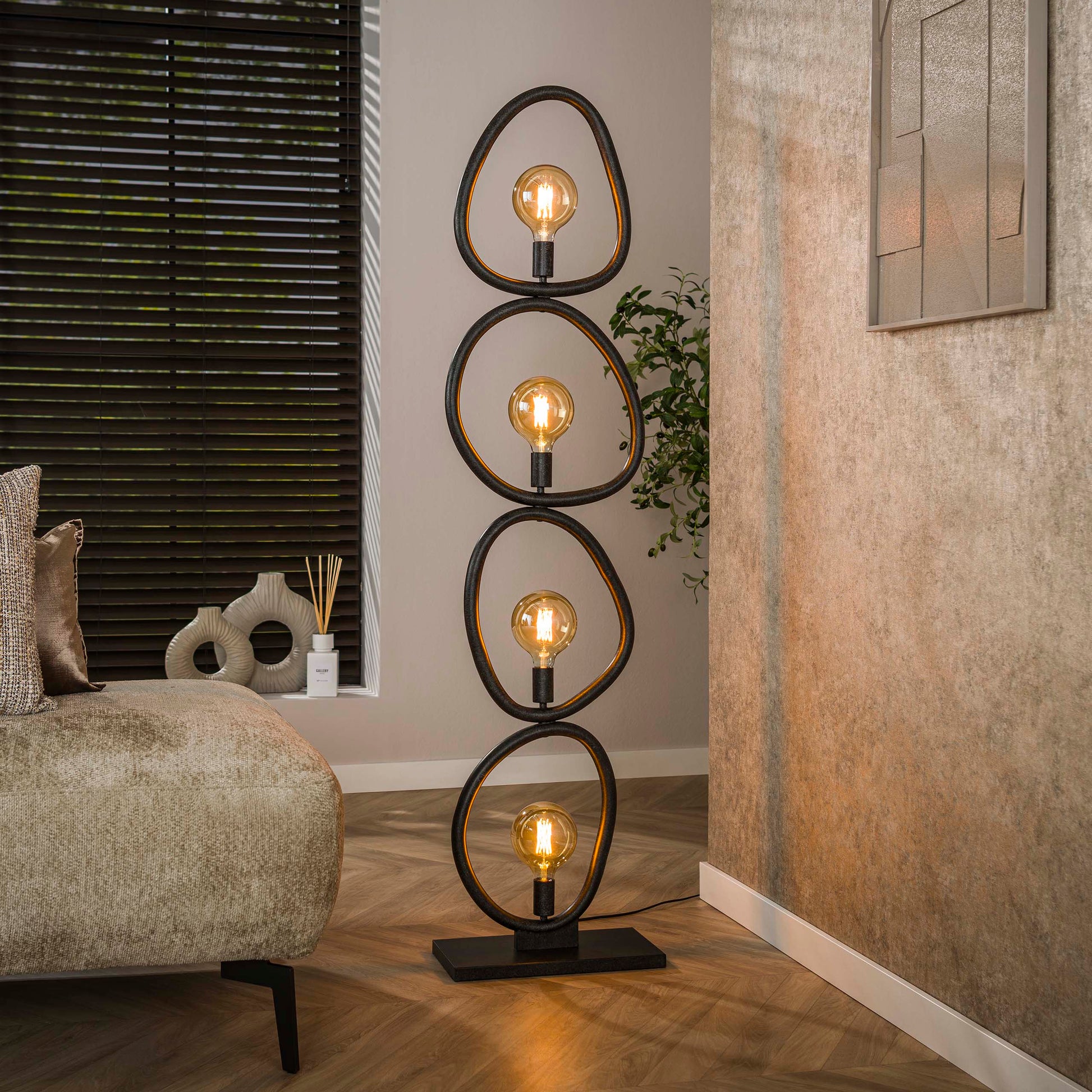 Vloerlamp Pebble 4-lichts / Artic zwart
