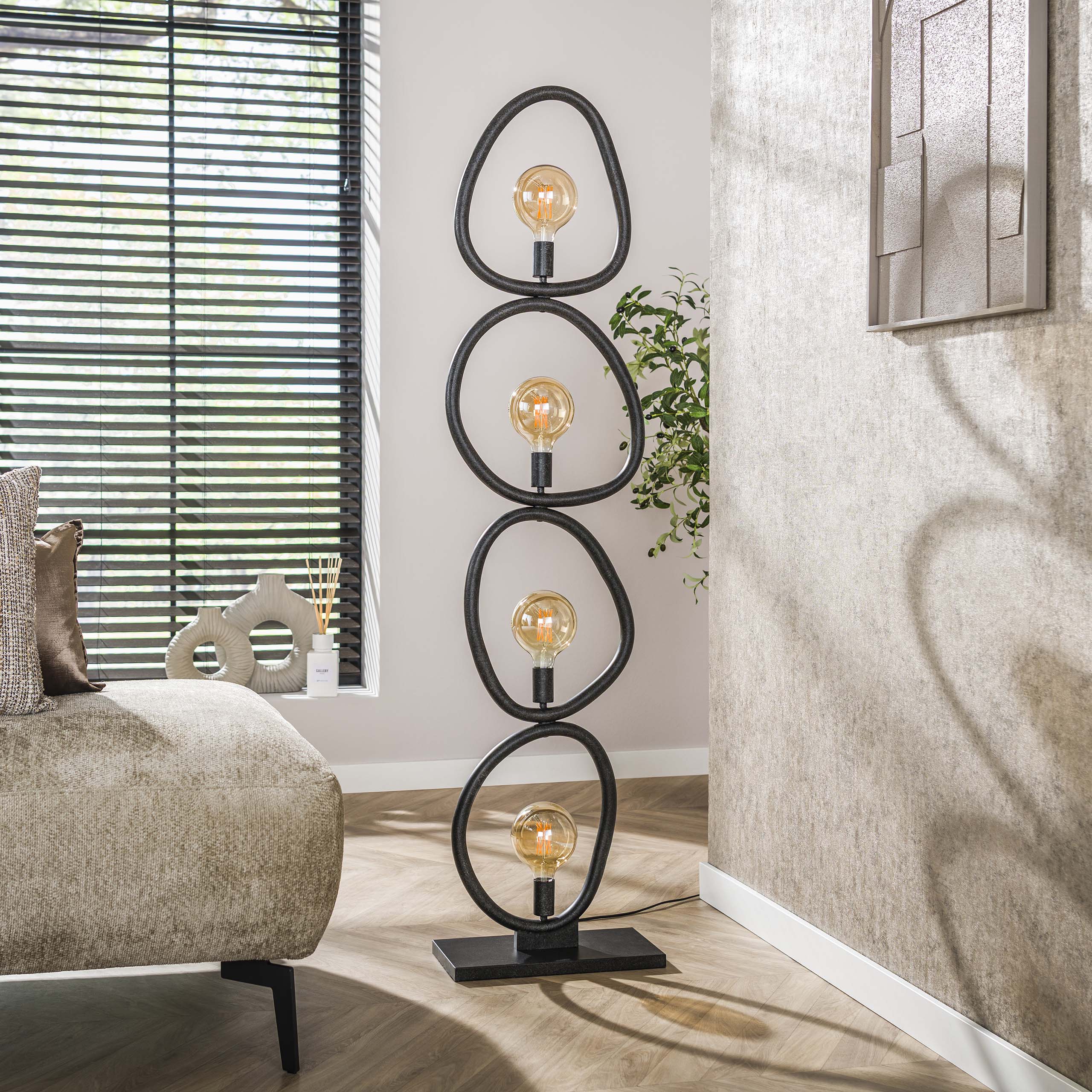 Vloerlamp Pebble 4 Lichts Artic Zwart
