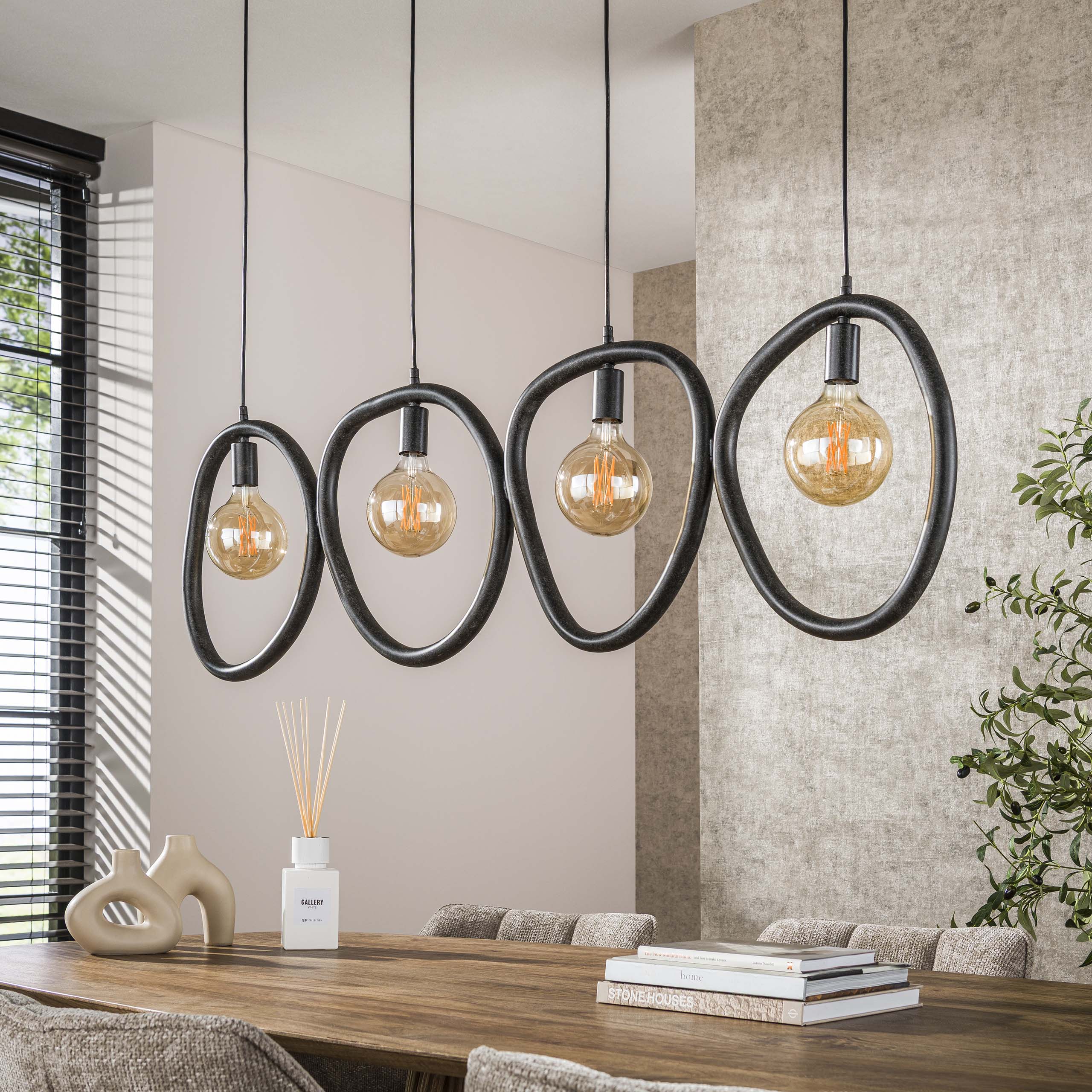 Hanglamp Pebble 4 Lichts Artic Zwart