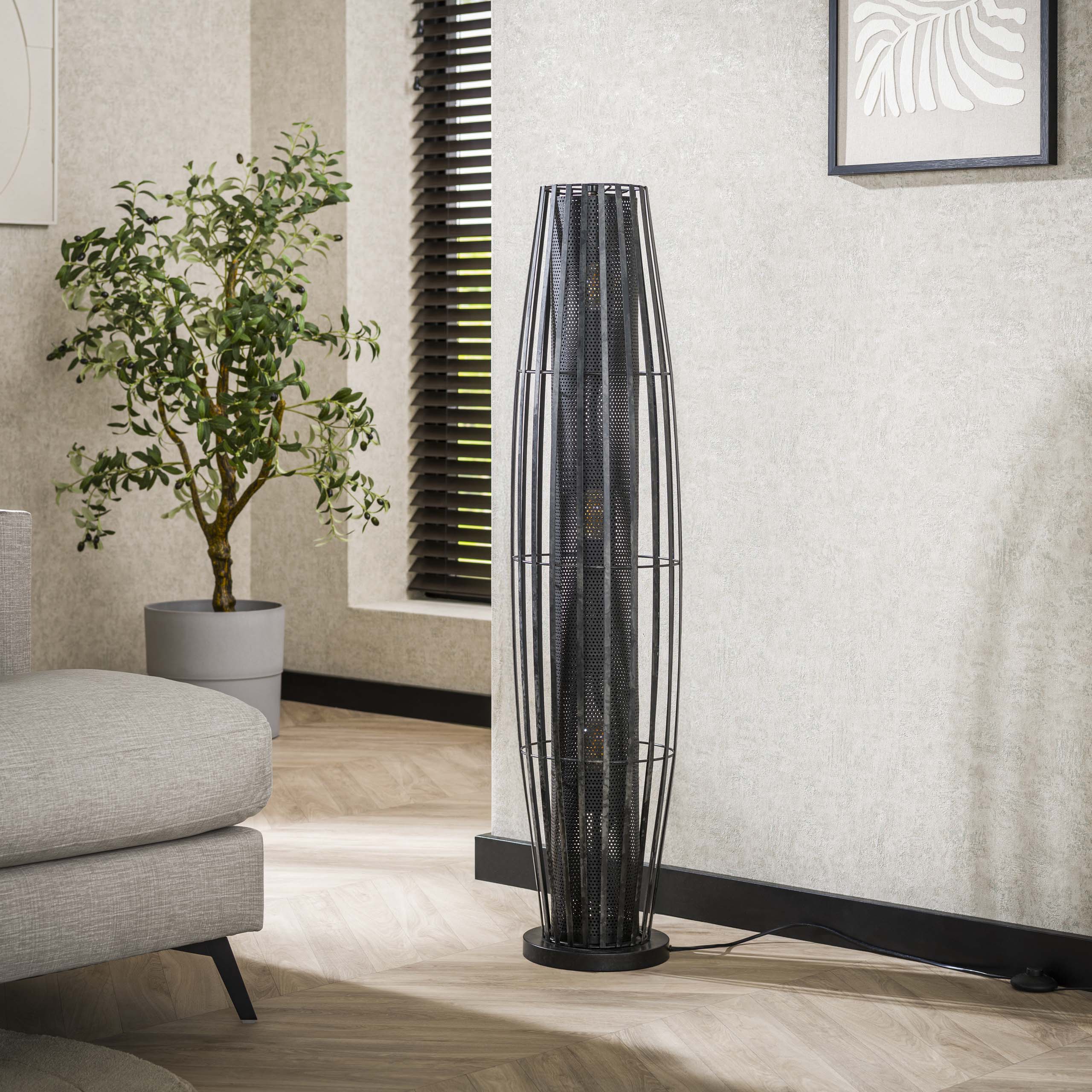 Vloerlamp Cylinder Mesh 3 Lichts 120Cm Charcoal