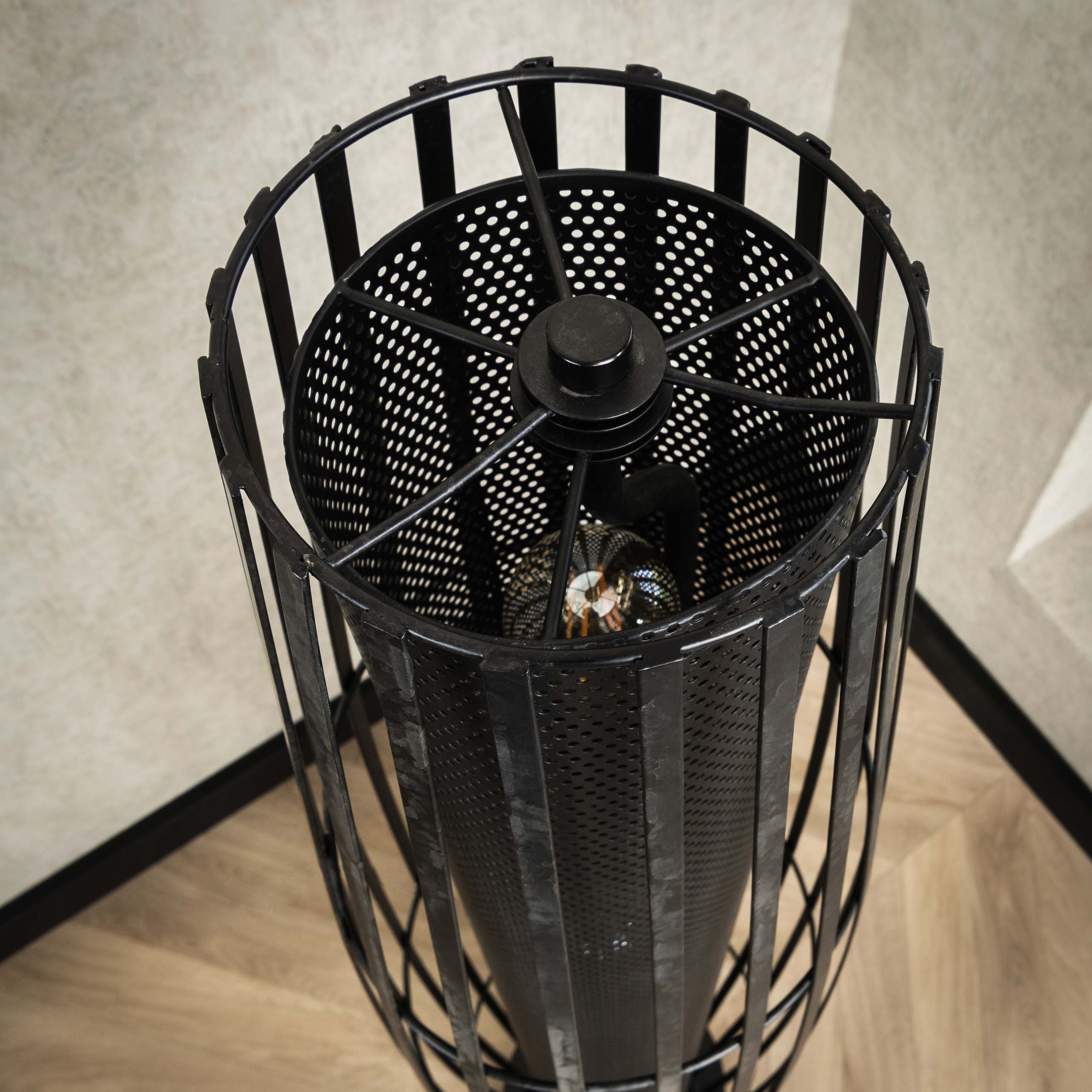 Vloerlamp Cylinder Mesh 3 Lichts 120Cm Charcoal