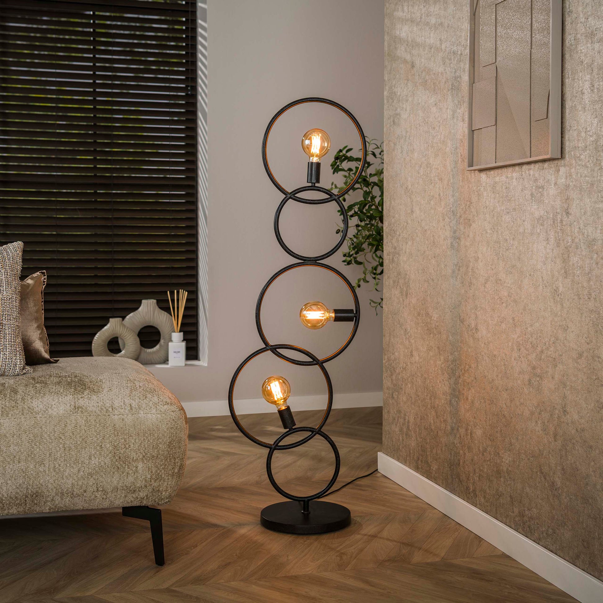 Vloerlamp Loop 3-lichts / Artic zwart