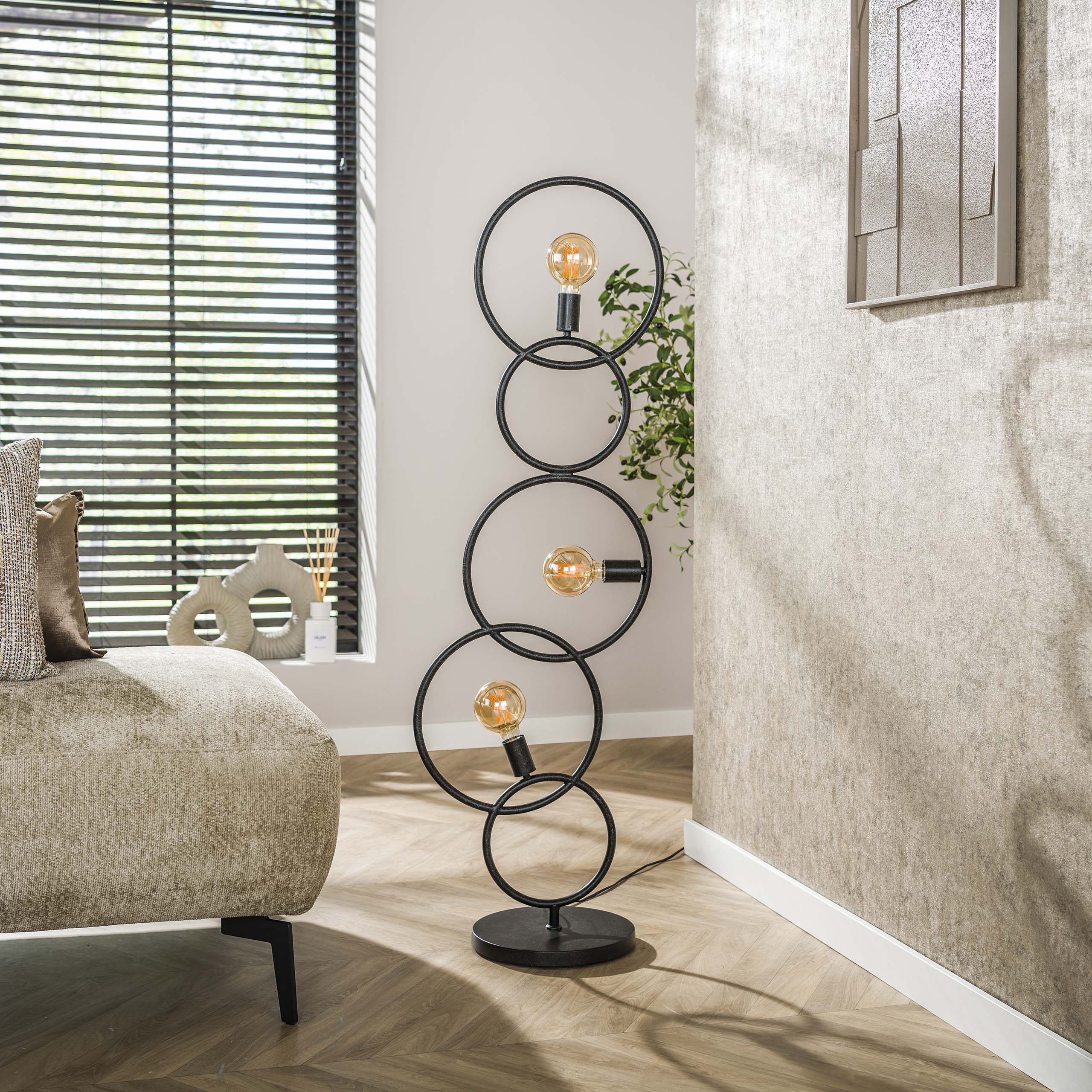 Vloerlamp Loop 3 Lichts Artic Zwart