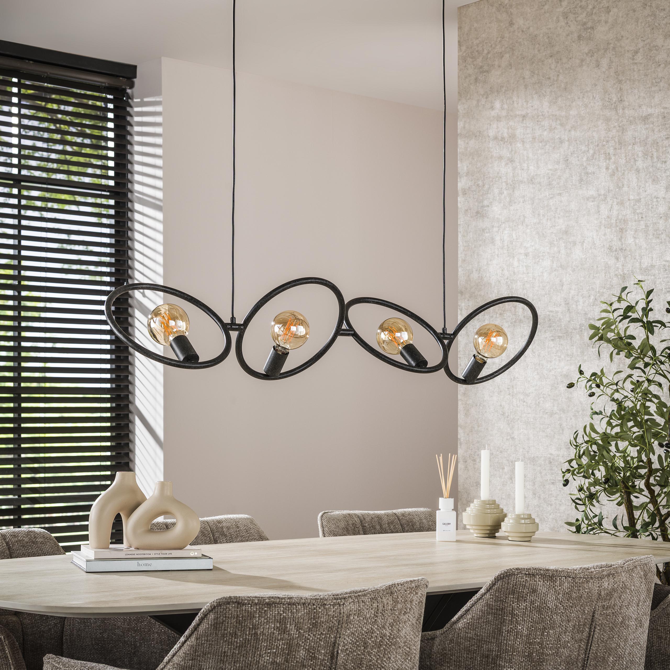 Hanglamp Loop 4 Lichts Artic Zwart