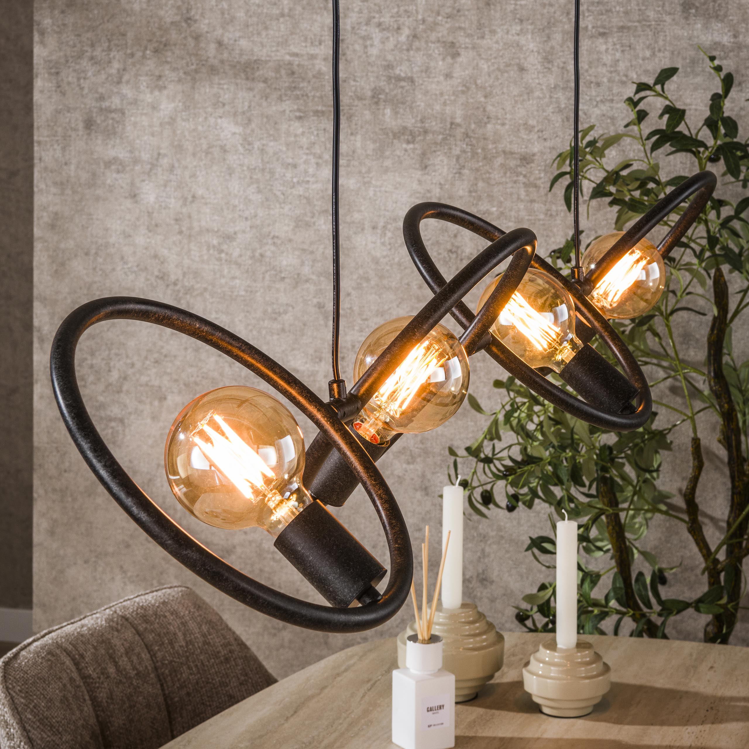 Hanglamp Loop 4 Lichts Artic Zwart
