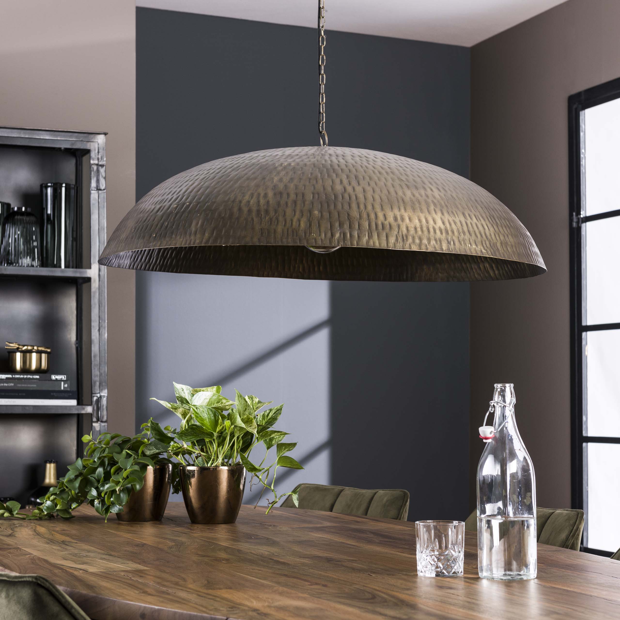 Hanglamp Cupola 1 Lichts O90Cm Antiek Brons