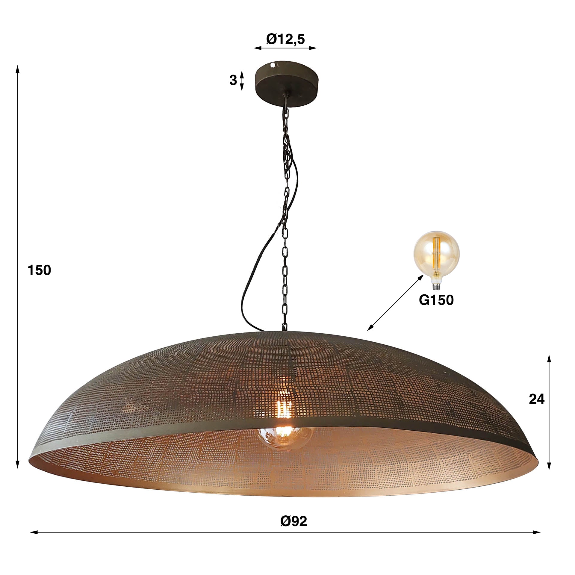 Hanglamp Cosmic 1 Lichts O90Cm Antiek Brons