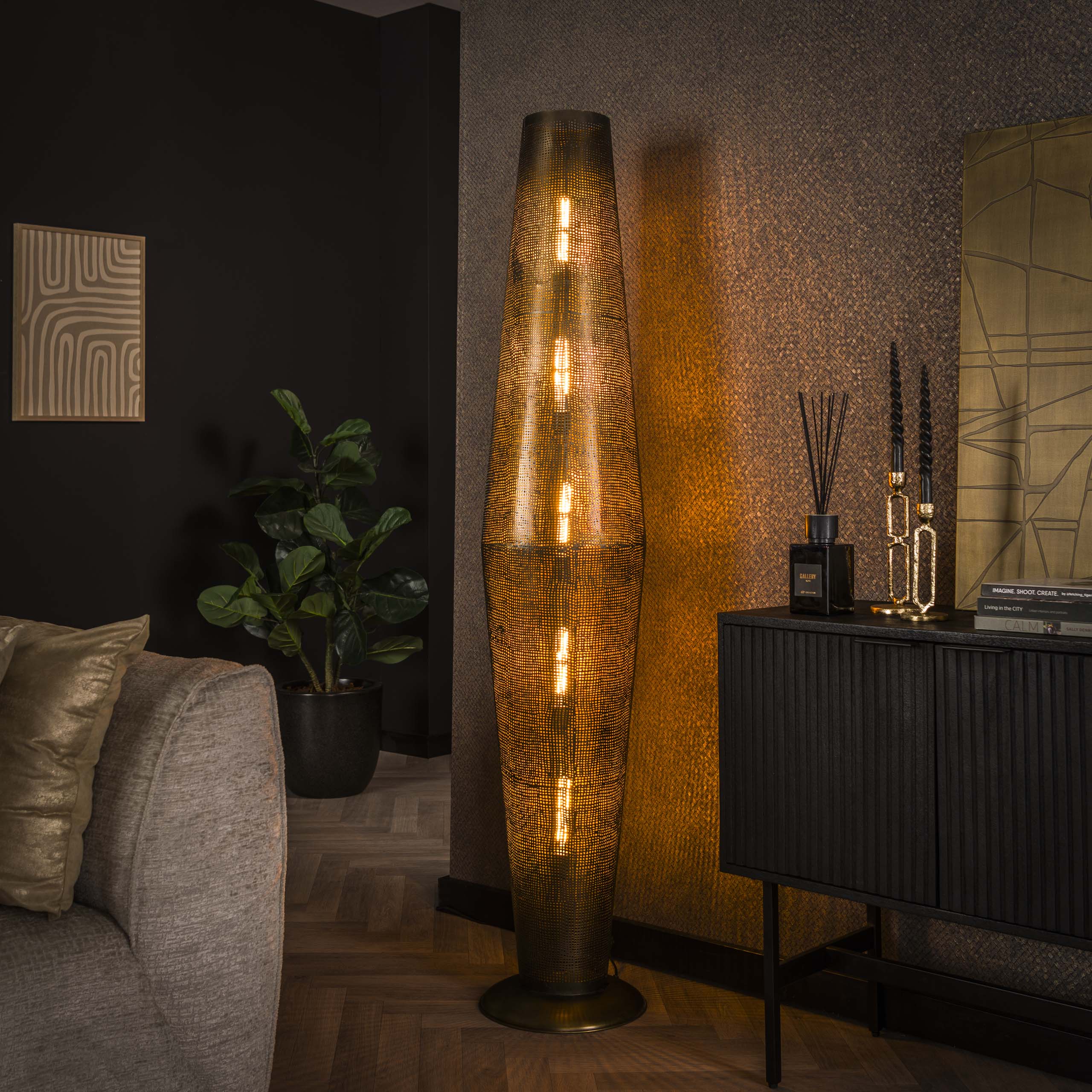 Vloerlamp Cosmic 5-lichts / Antiek brons
