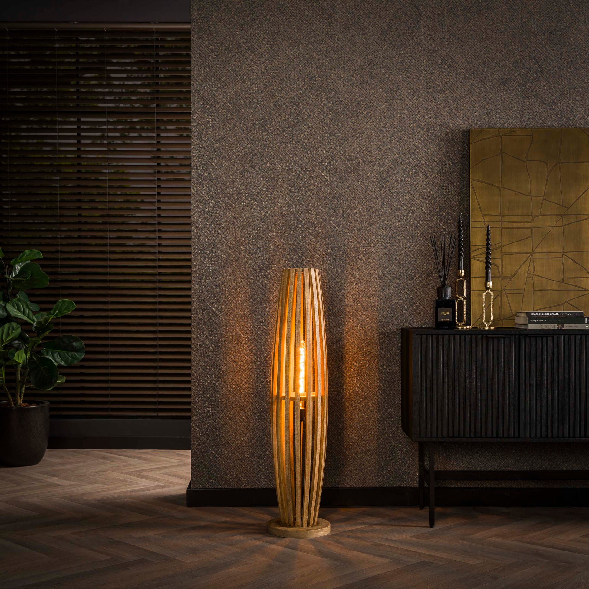 Vloerlamp Orbit 1-lichts / Massief mango