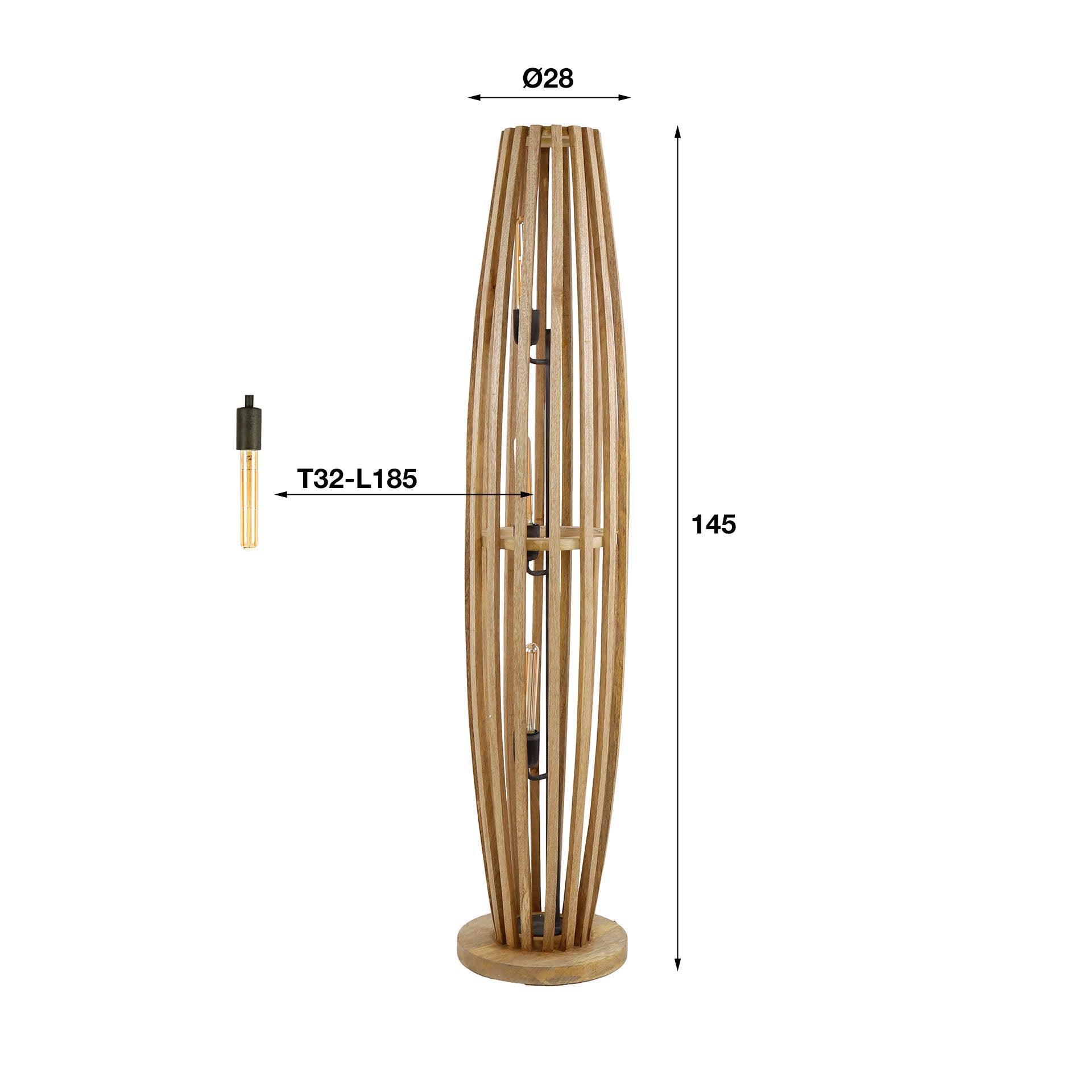 Vloerlamp Orbit L 3 Lichts Massief Mango