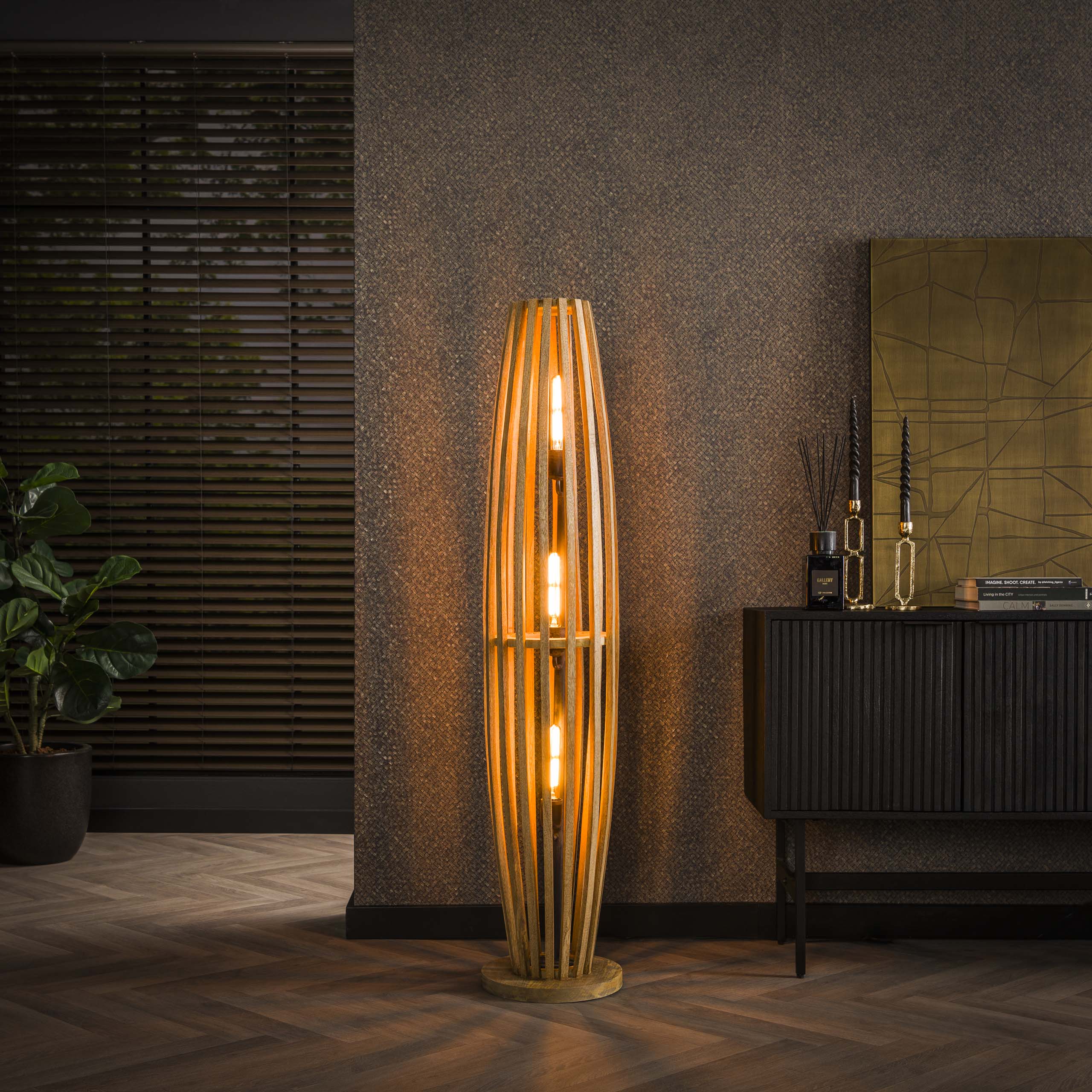 Vloerlamp Orbit L 3-lichts / Massief mango