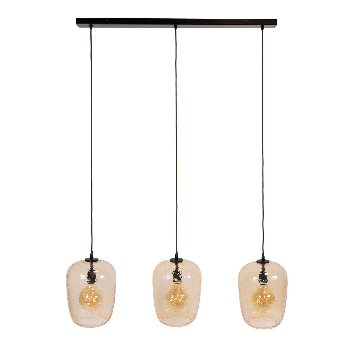Hanglamp Python 3-lichts / Amber glas