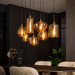 Hanglamp Stripe Horizontal 4 3 Lichts Amber Glas