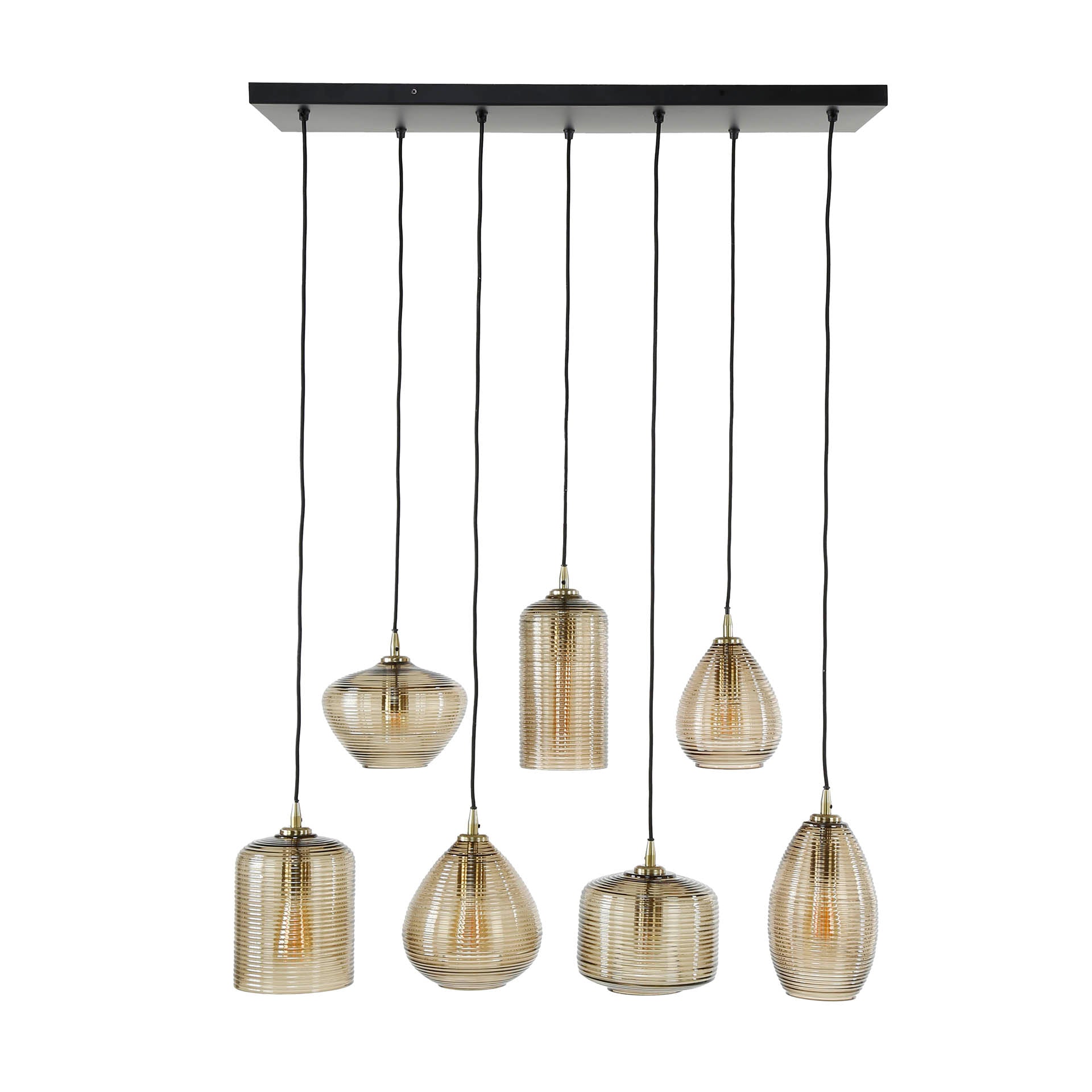Hanglamp Stripe Horizontal 4 3 Lichts Amber Glas