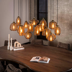 Hanglamp Rib Glass 5 5 5 Lichts Amber Glas