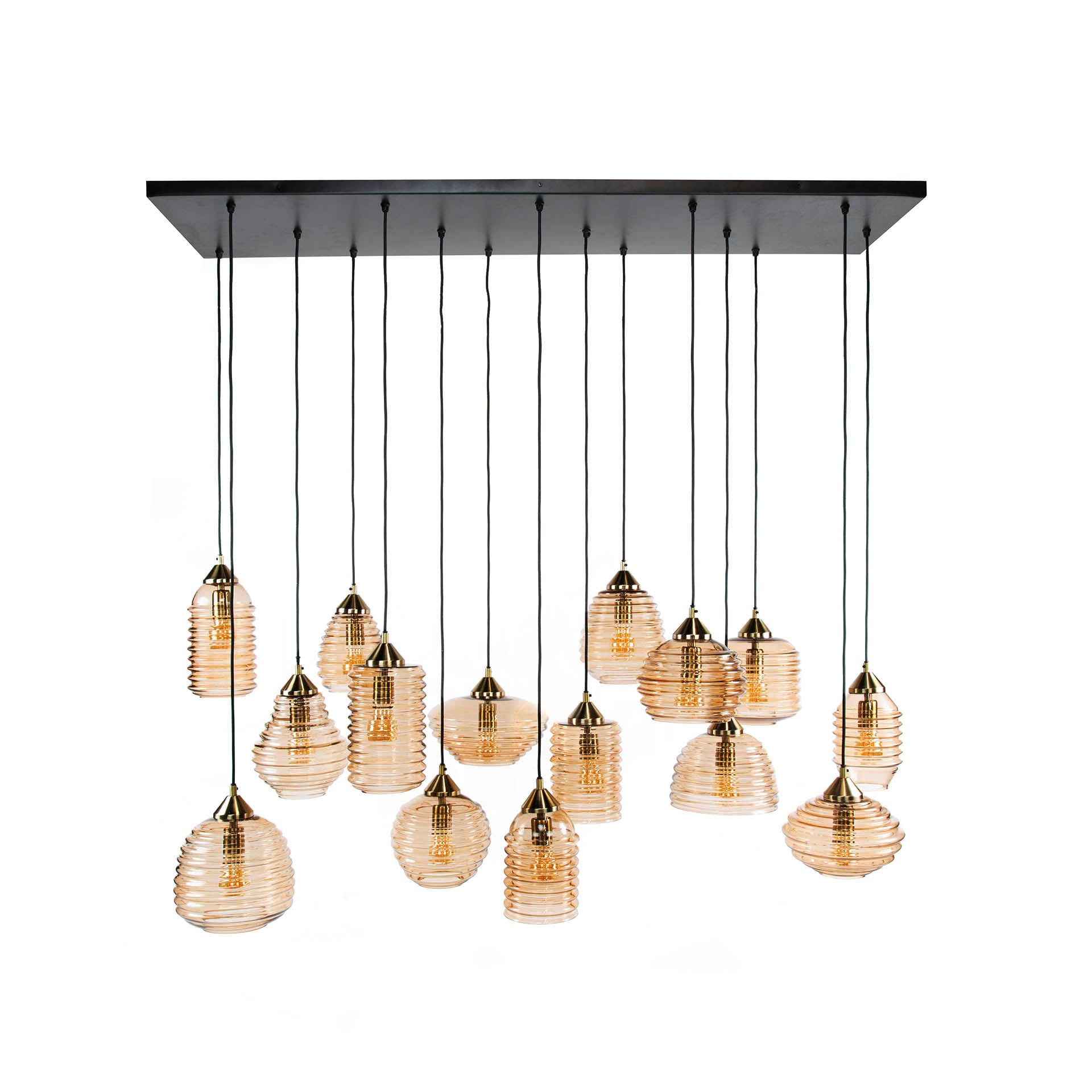 Hanglamp Rib Glass 5 5 5 Lichts Amber Glas