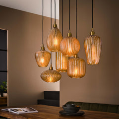 Hanglamp V Shape 4 3 Lichts Amber Glas