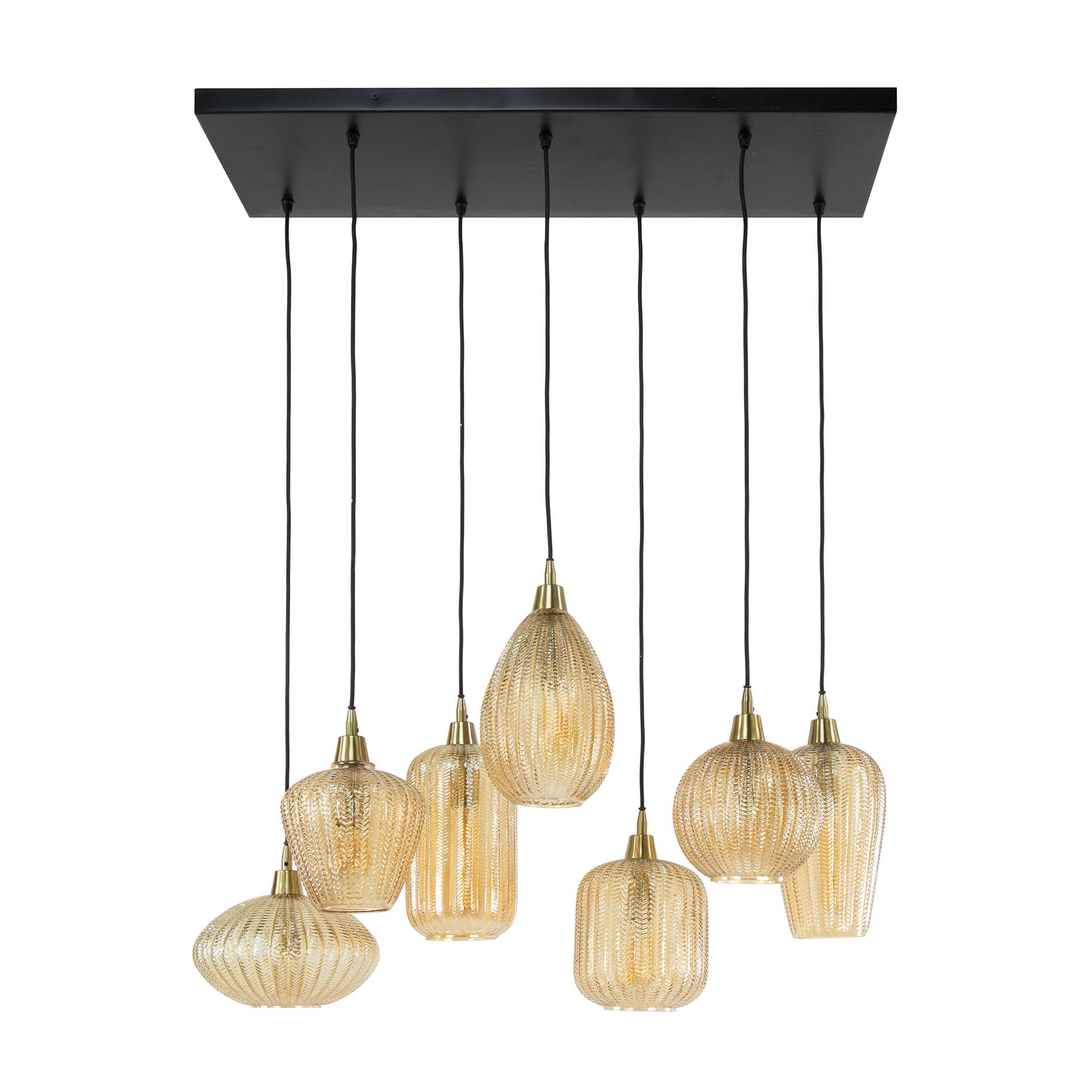 Hanglamp V Shape 4 3 Lichts Amber Glas