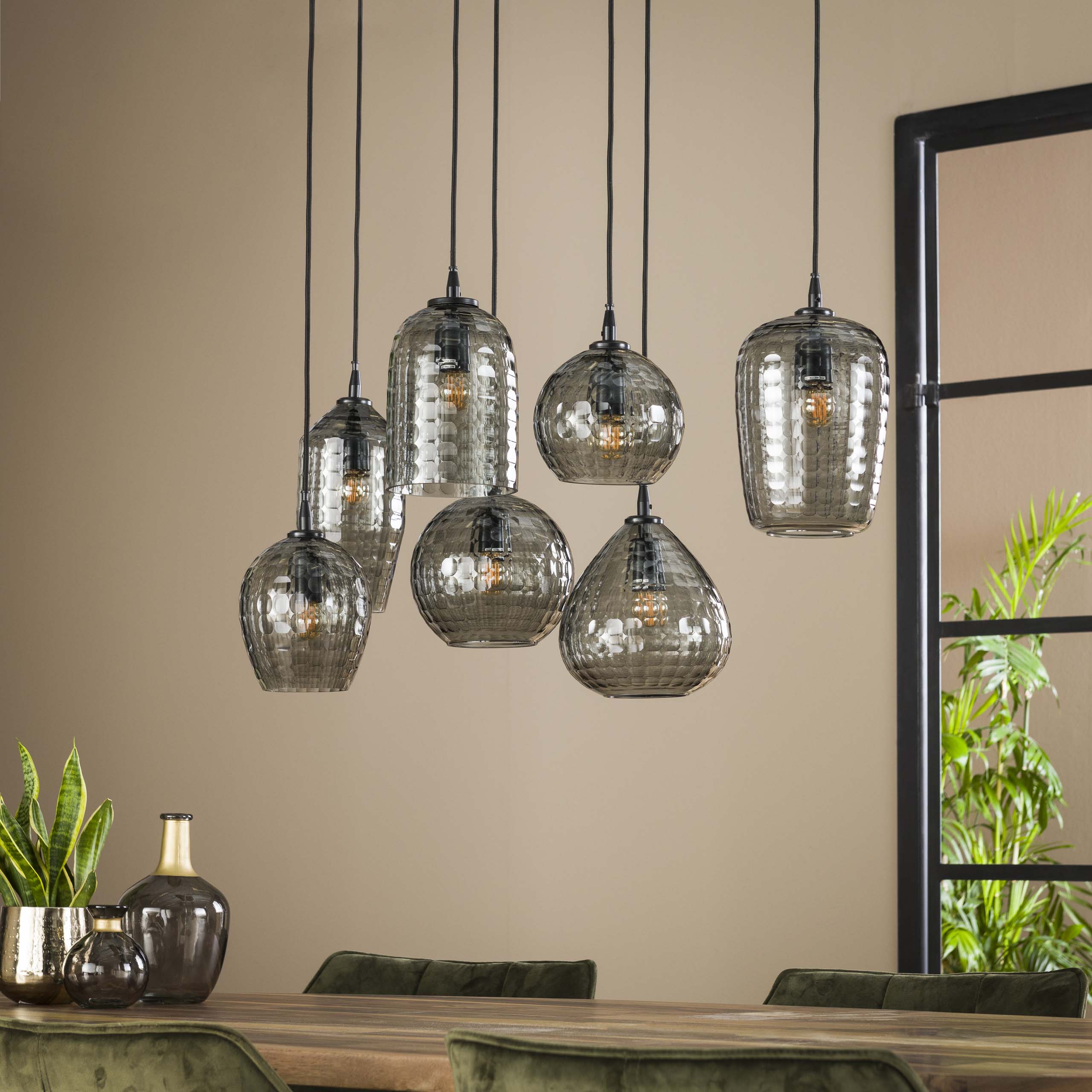 Hanglamp Hexagon 4 3 Lichts Smoke Grey Glas