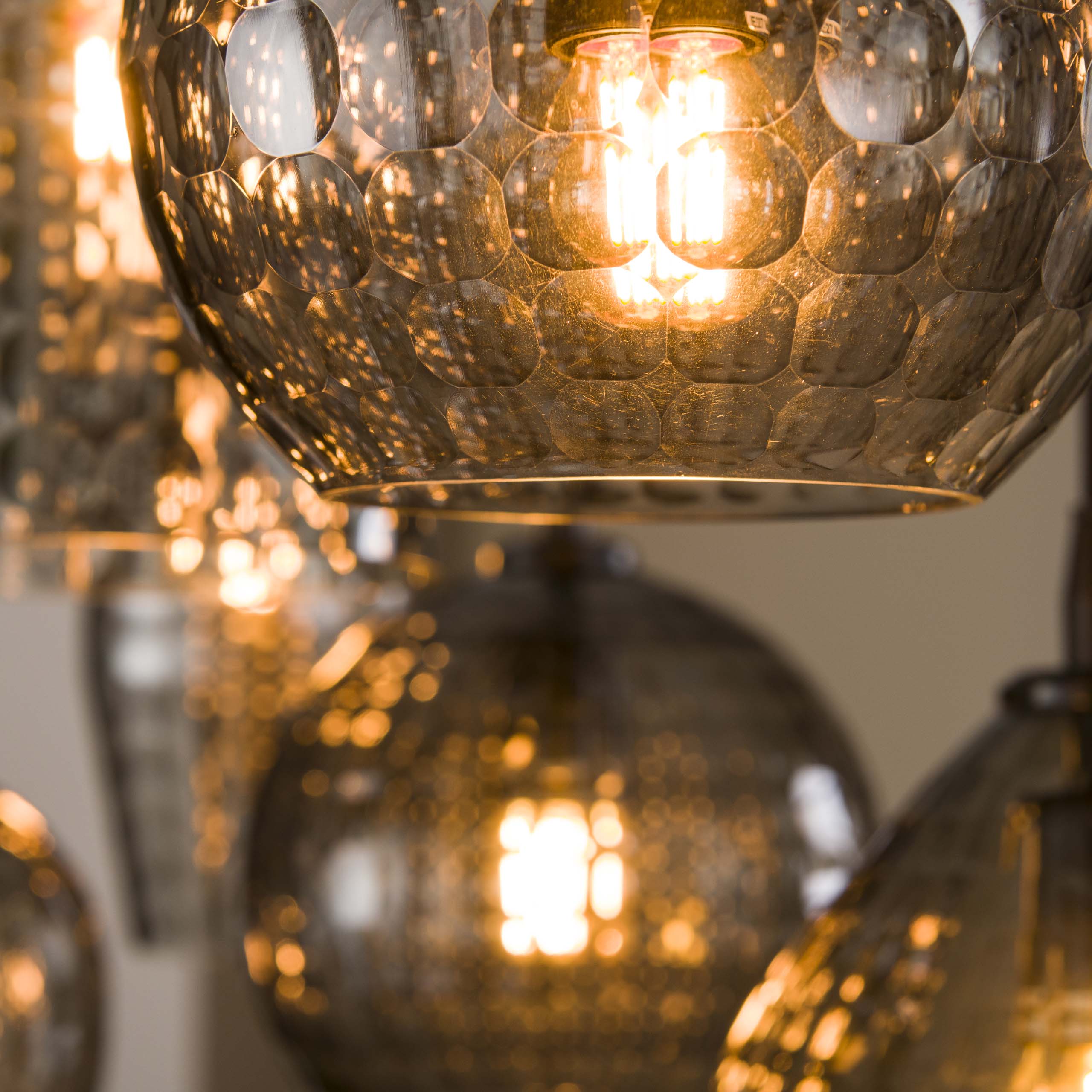 Hanglamp Hexagon 4 3 Lichts Smoke Grey Glas