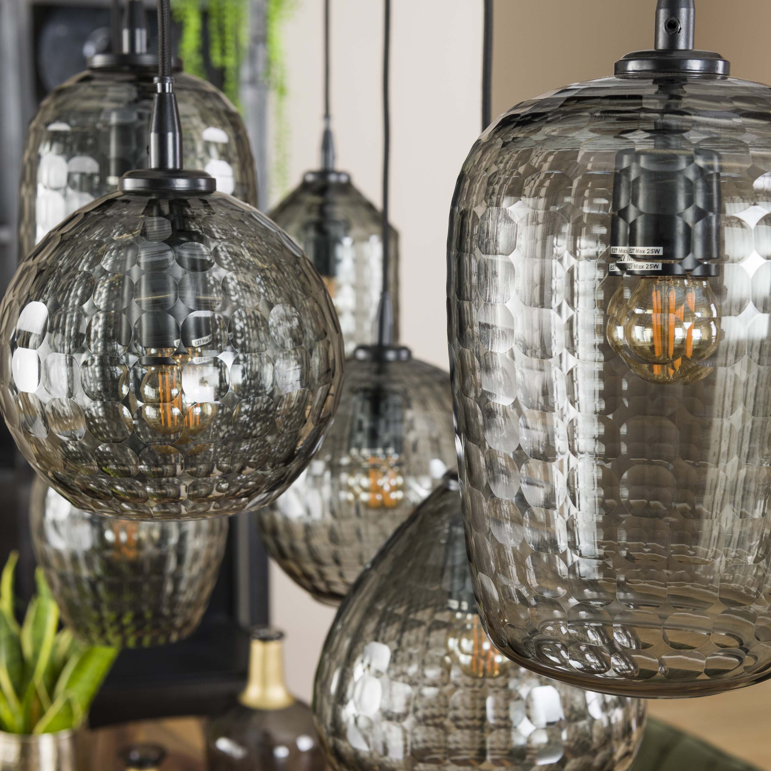 Hanglamp Hexagon 4 3 Lichts Smoke Grey Glas