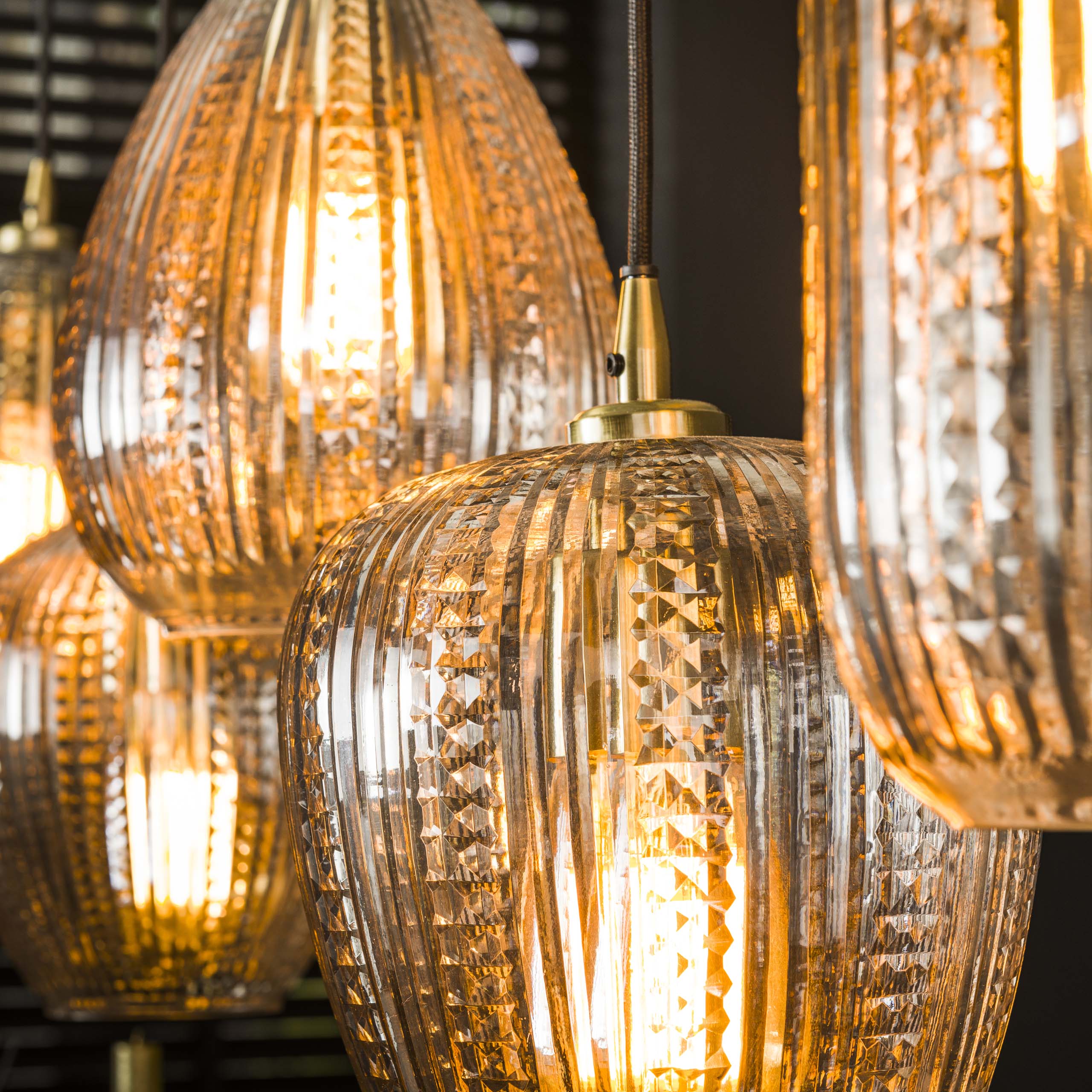 Hanglamp Diamond Grain 5 Lichts Diamant Glas