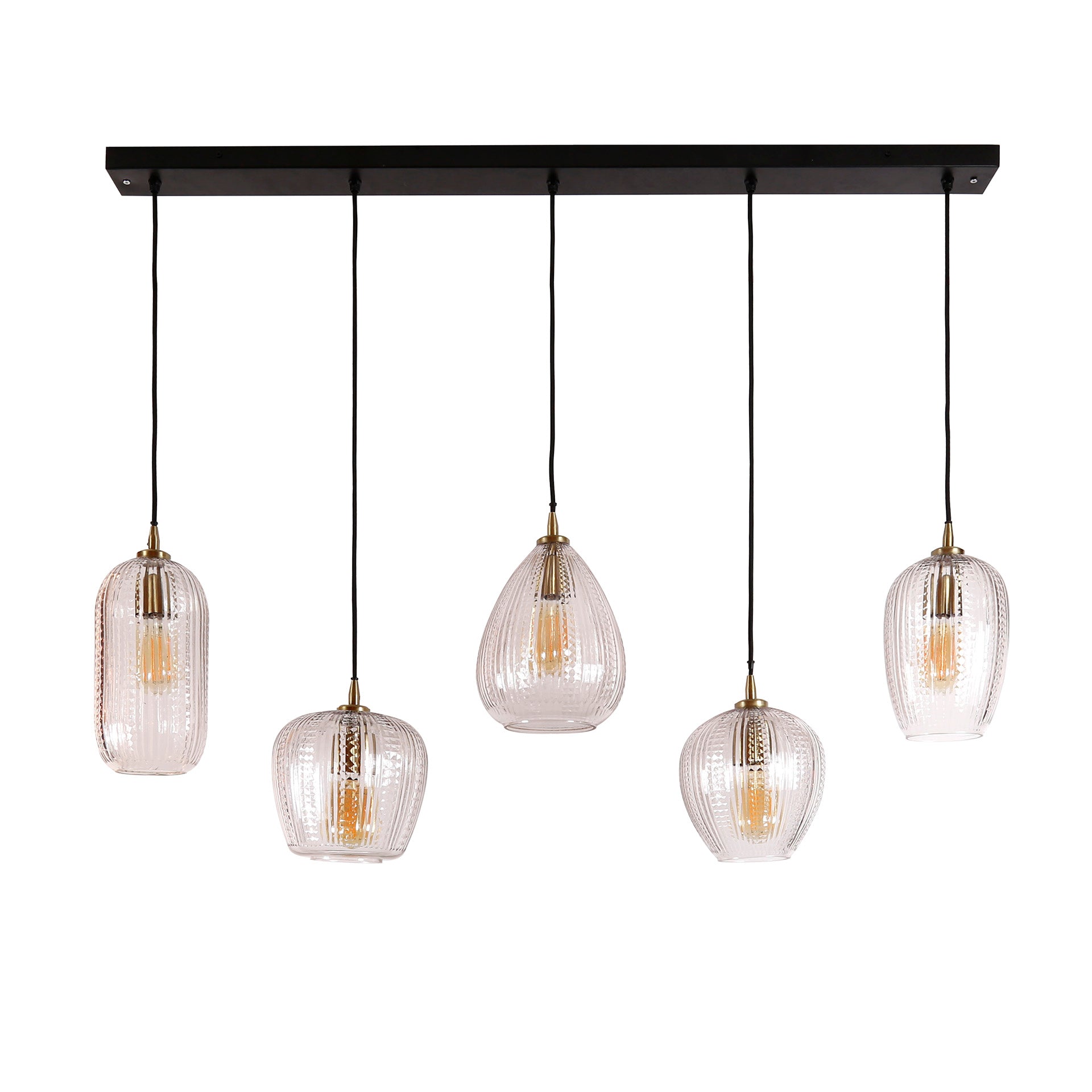 Hanglamp Diamond Grain 5-lichts / Diamant glas