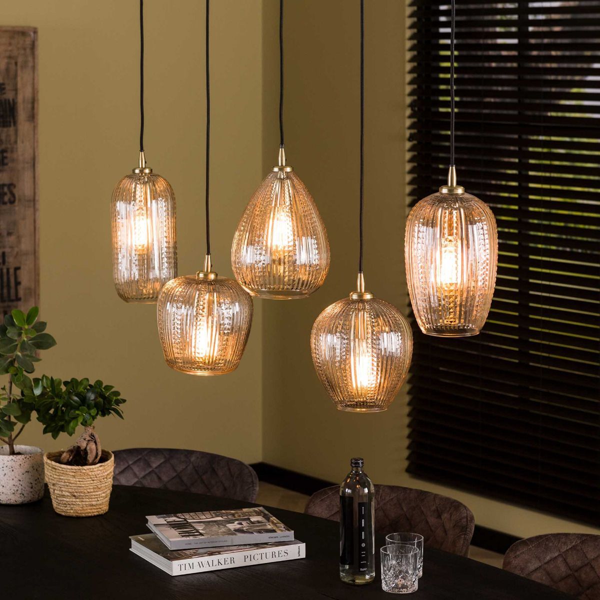 Hanglamp 5L I  Diamond grain mix