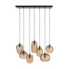 Hanglamp Chevron 4+3-lichts / Smoke bruin glas