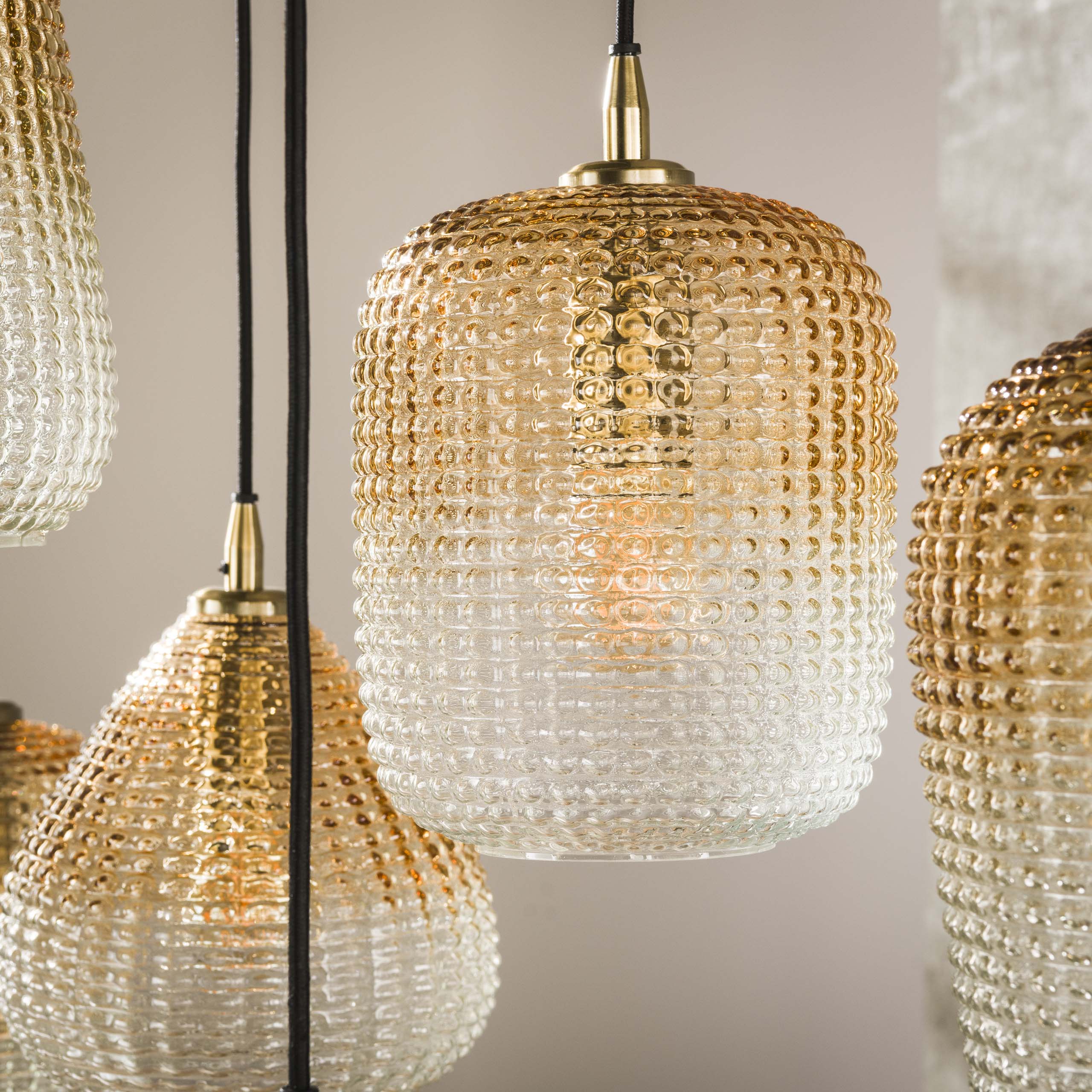 Hanglamp Dot 5 4 Lichts Amber Glas