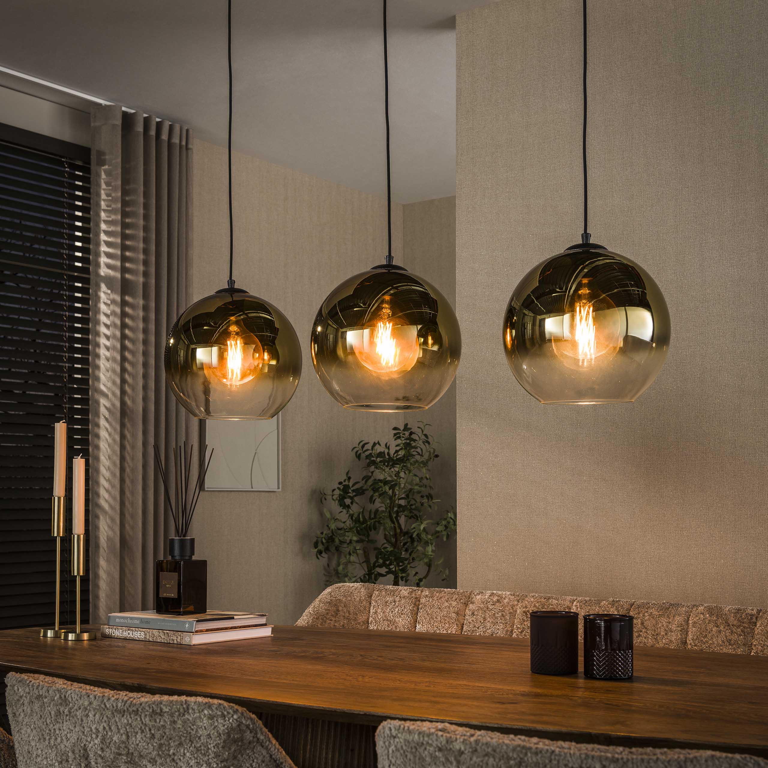Hanglamp Bubble Shaded 3-lichts / Goud