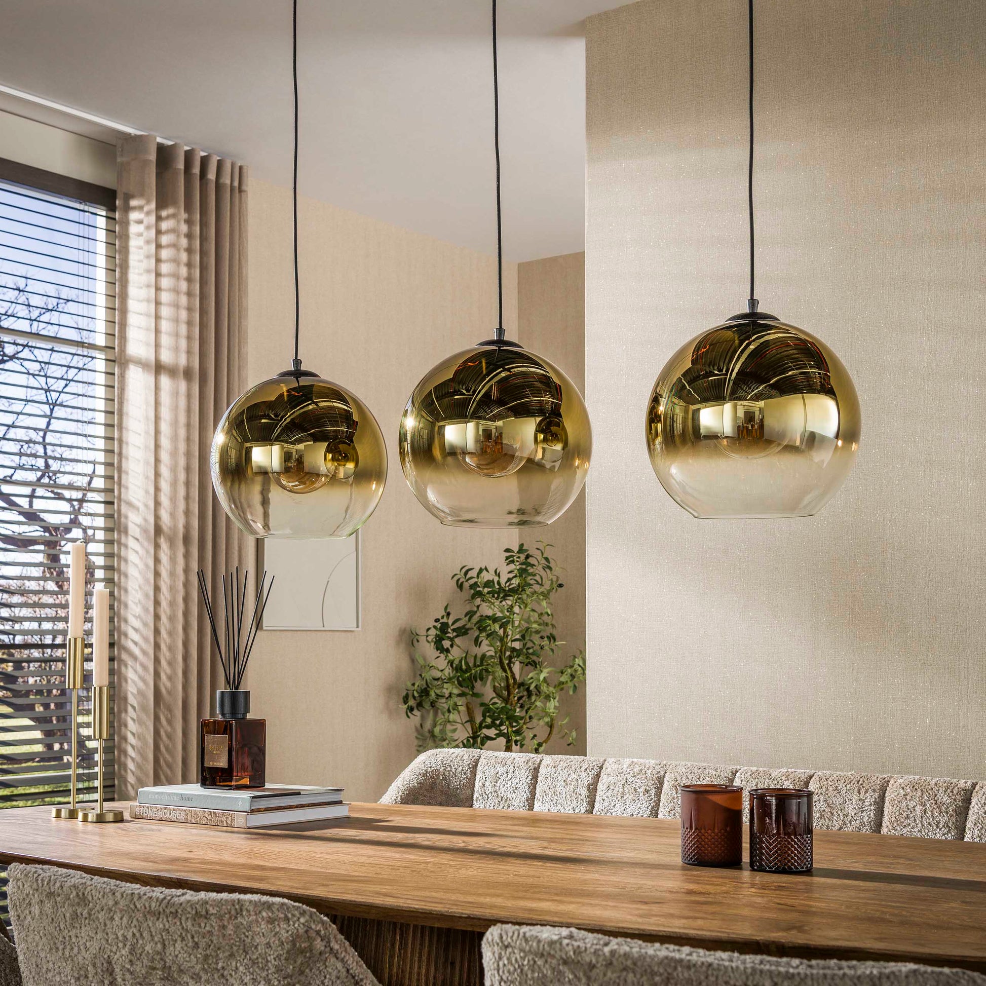 Hanglamp Bubble Shaded 3-lichts / Goud