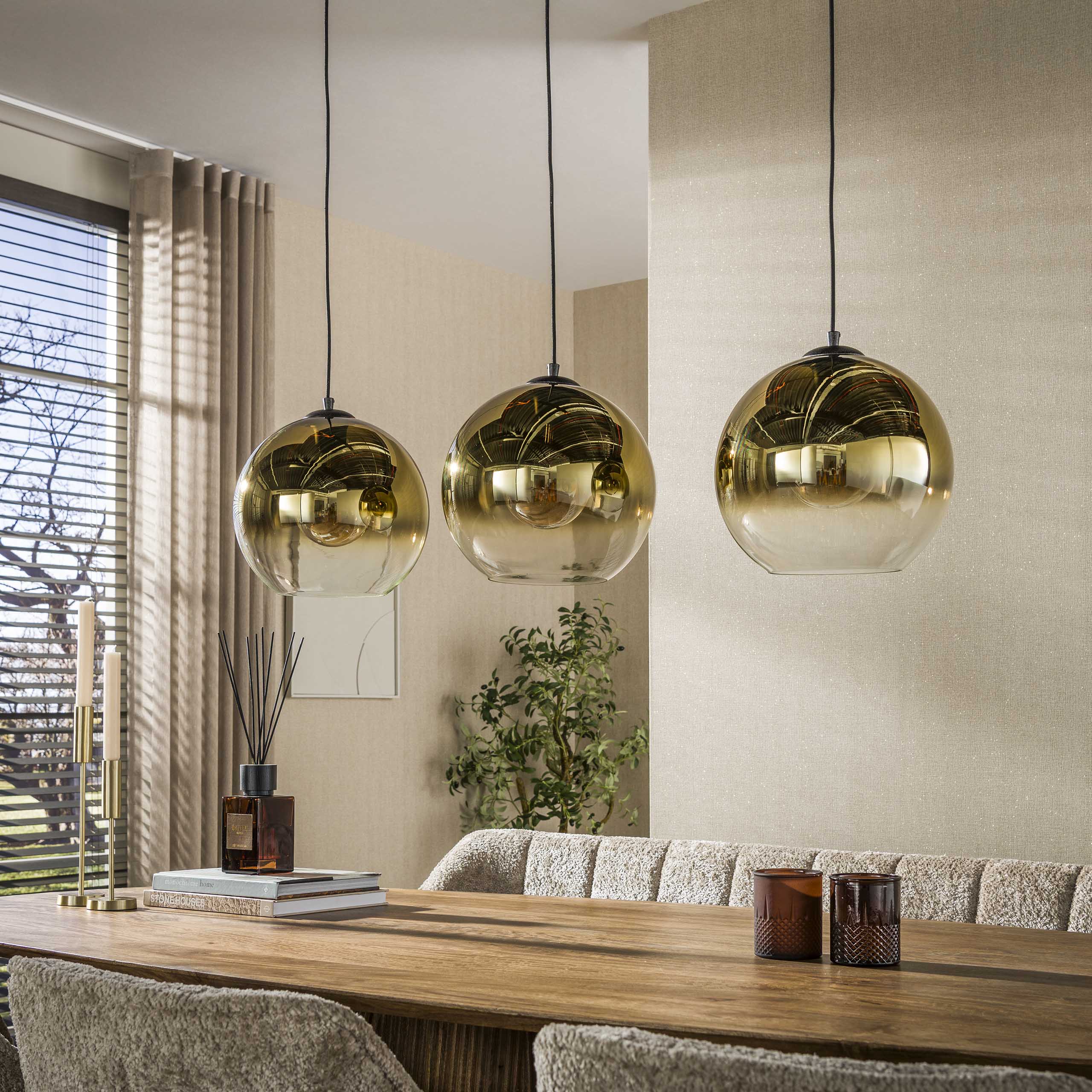 Hanglamp Bubble Shaded 3-lichts / Goud