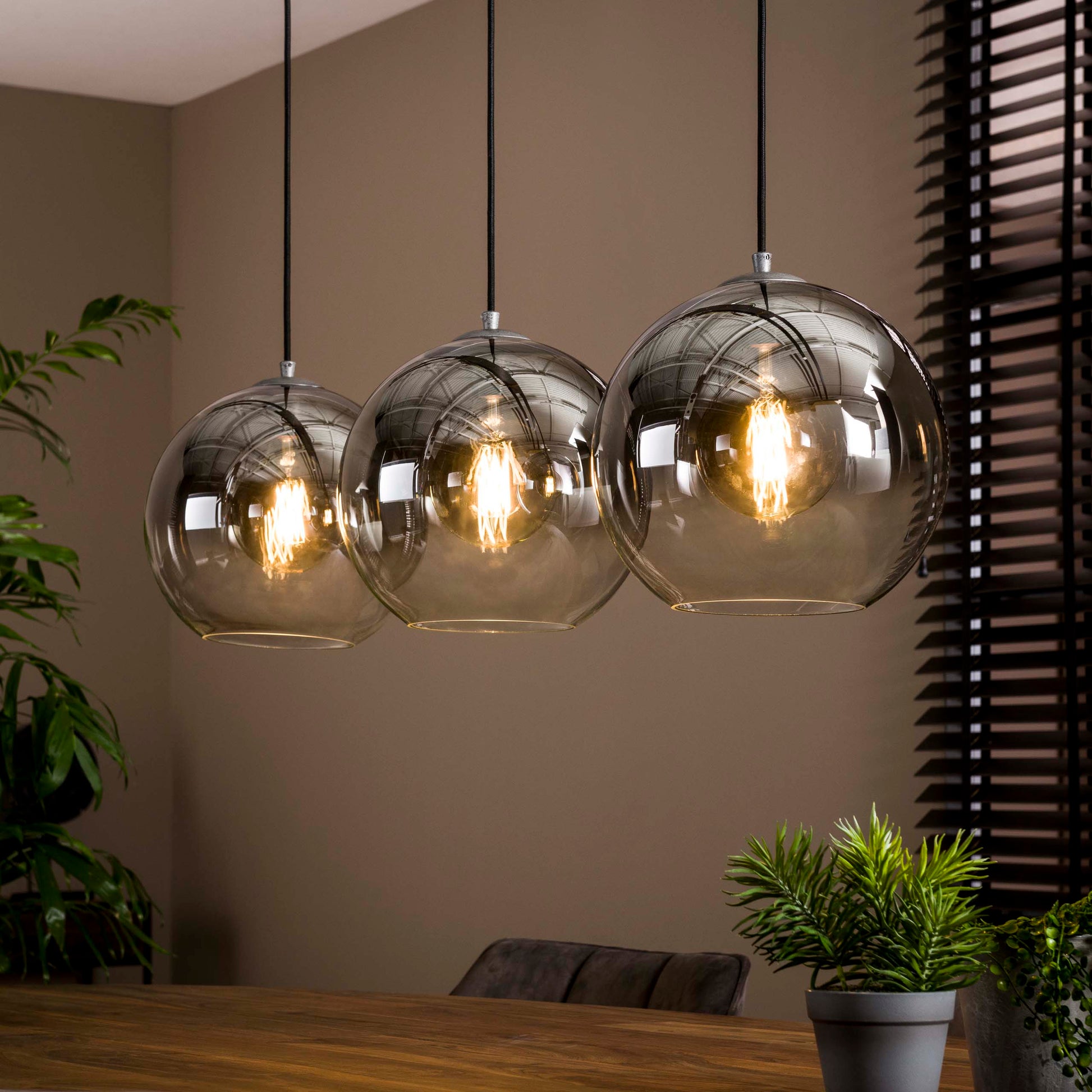 Hanglamp Bubble Shaded 3-lichts / Oud zilver
