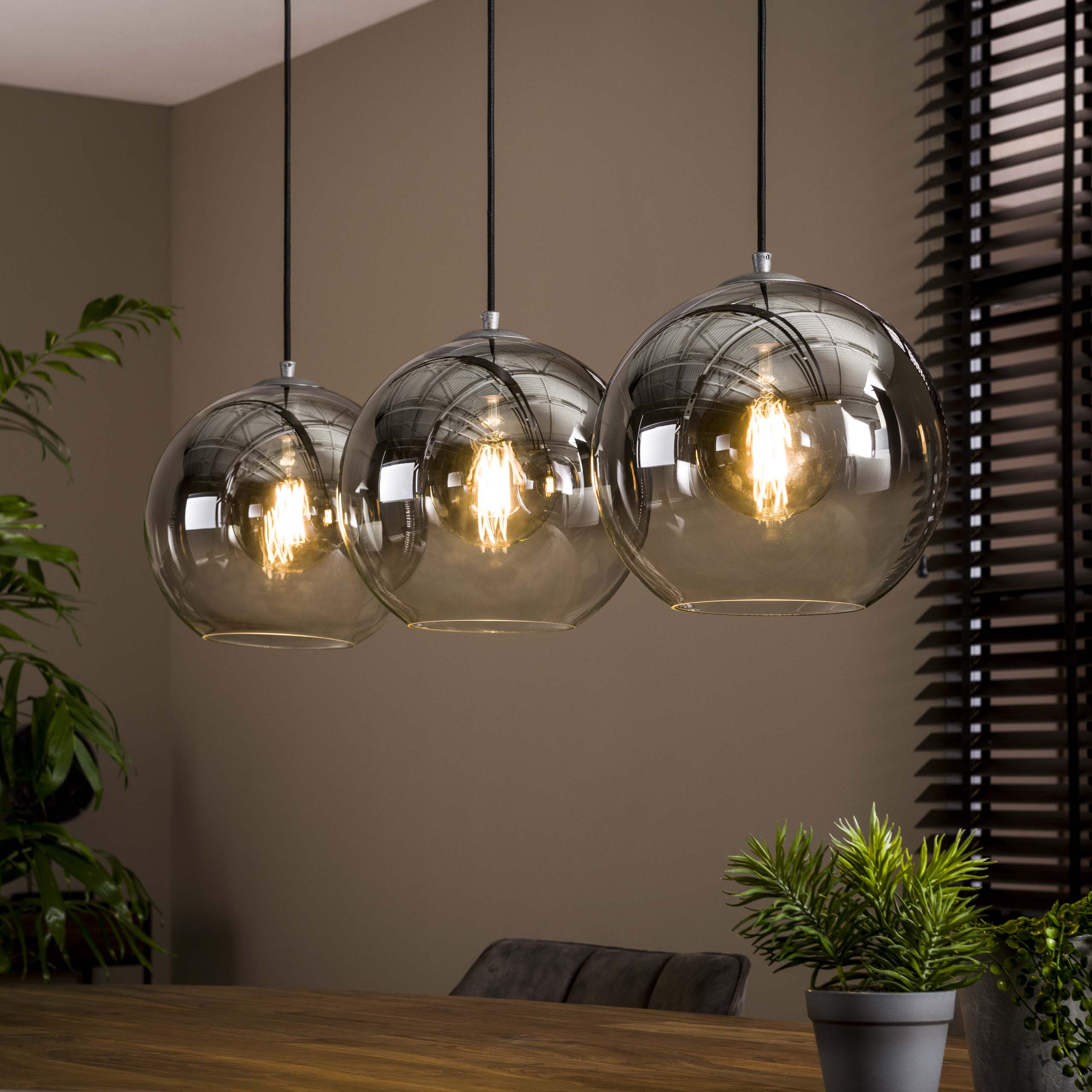 Hanglamp Bubble Shaded 3-lichts / Oud zilver