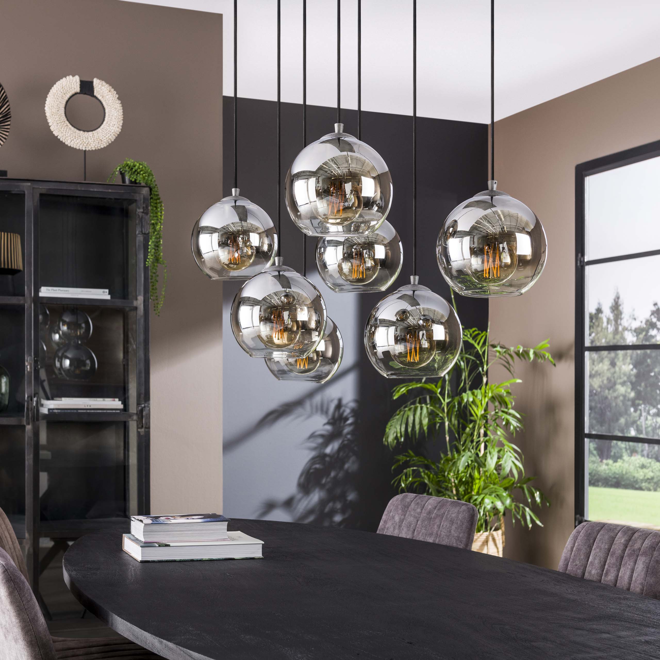 Hanglamp Bubble Shaded 4 3 Lichts Oud Zilver