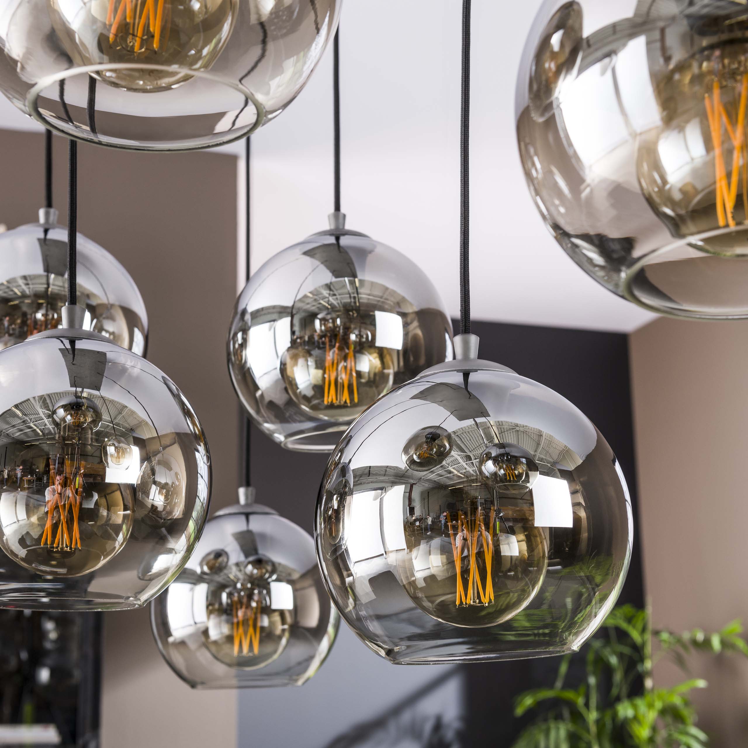 Hanglamp Bubble Shaded 4 3 Lichts Oud Zilver