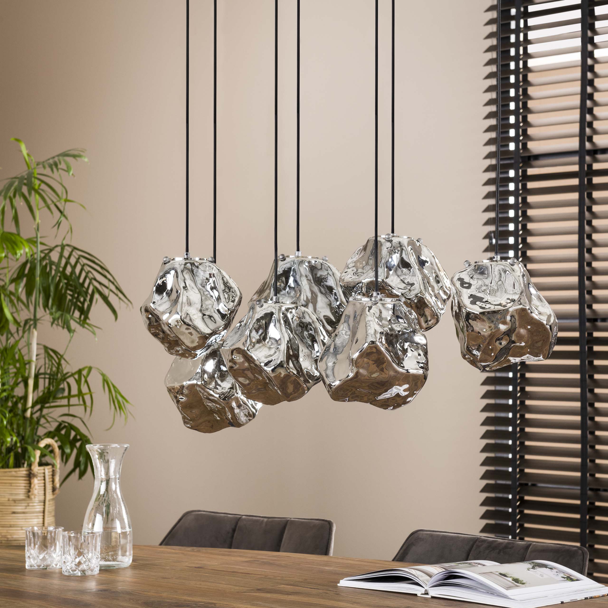 Hanglamp Rock 4 3 Lichts Chroom Glas