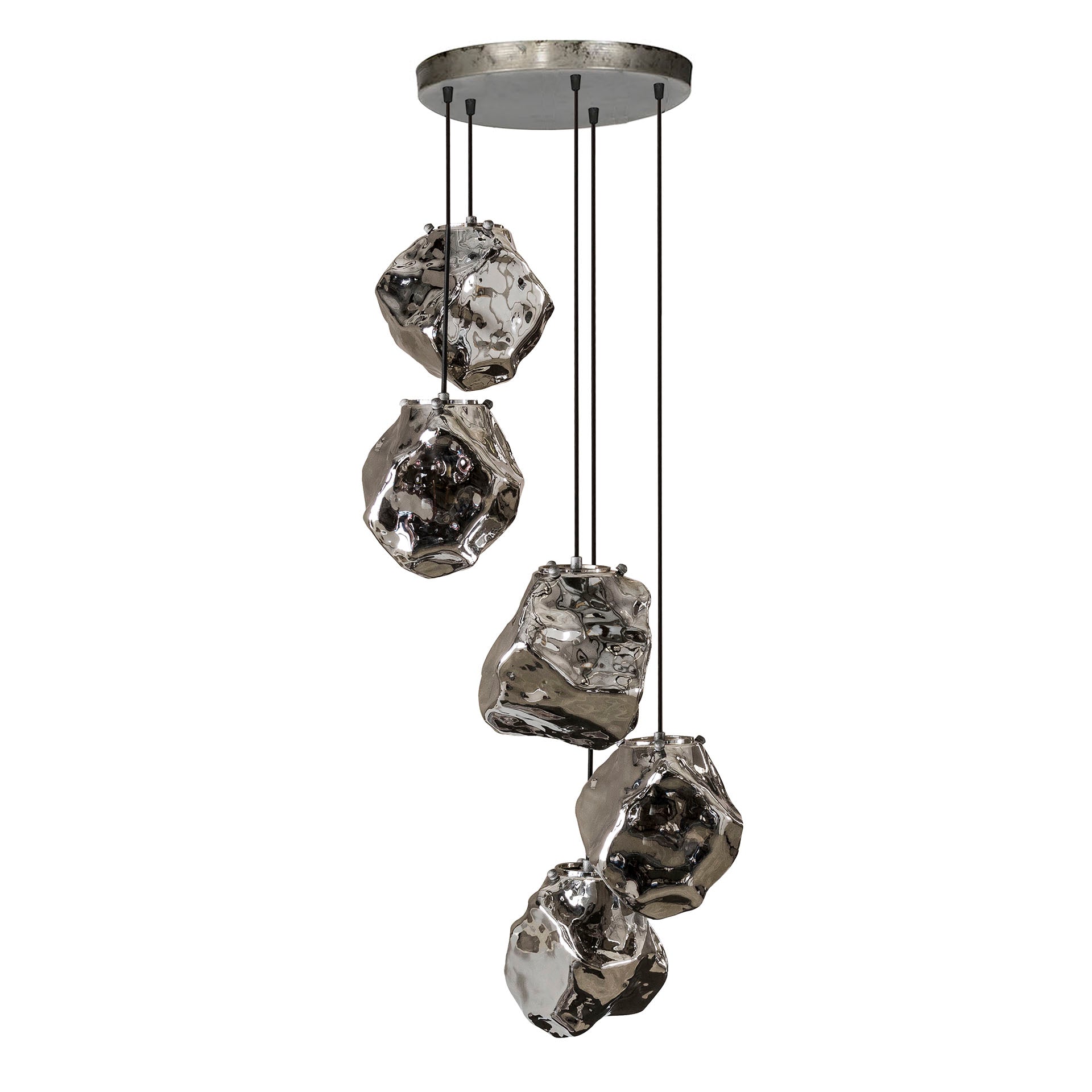 Hanglamp Rock Getrapt 5 Lichts Chroom Glas