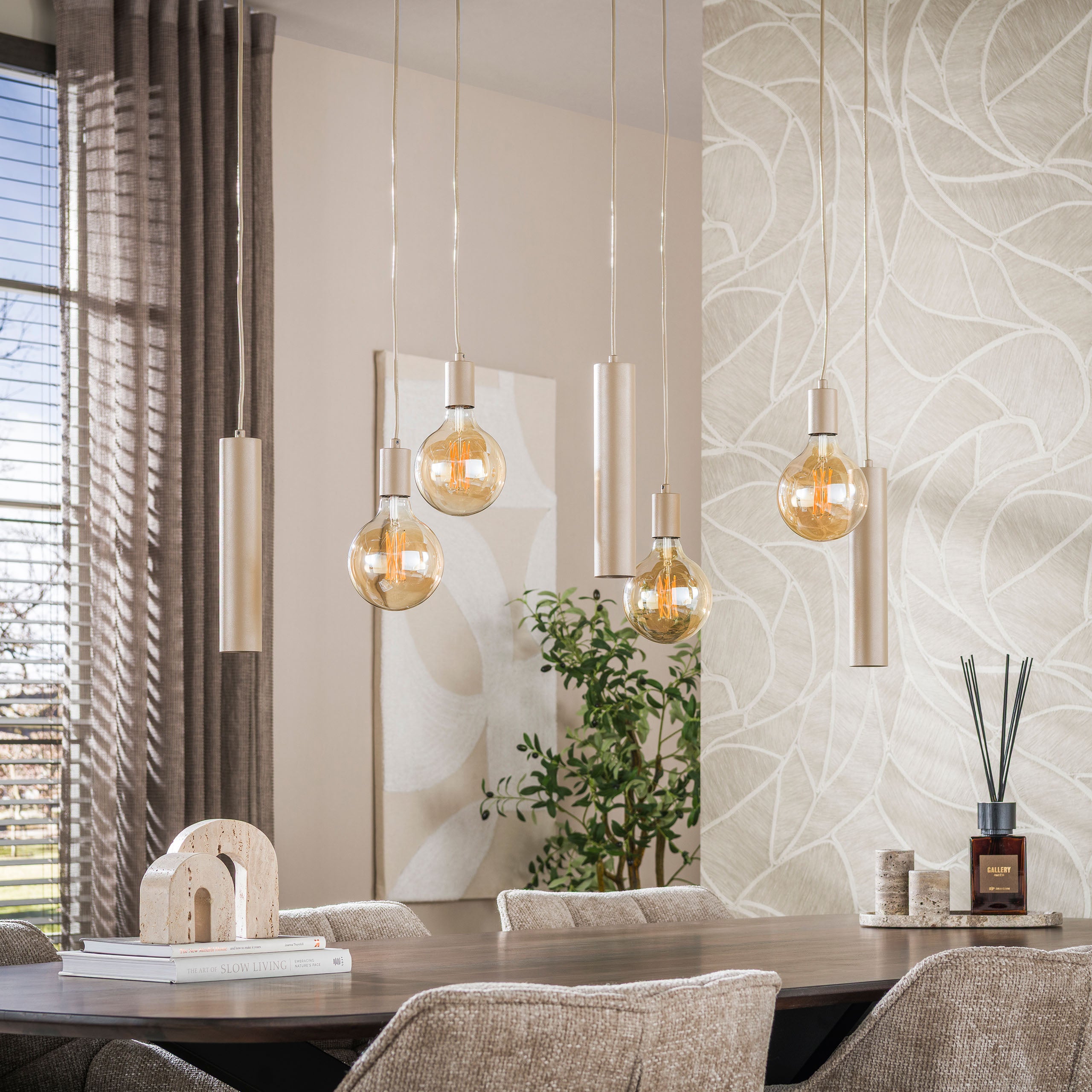 Hanglamp Senso 4+3-lichts / Beige