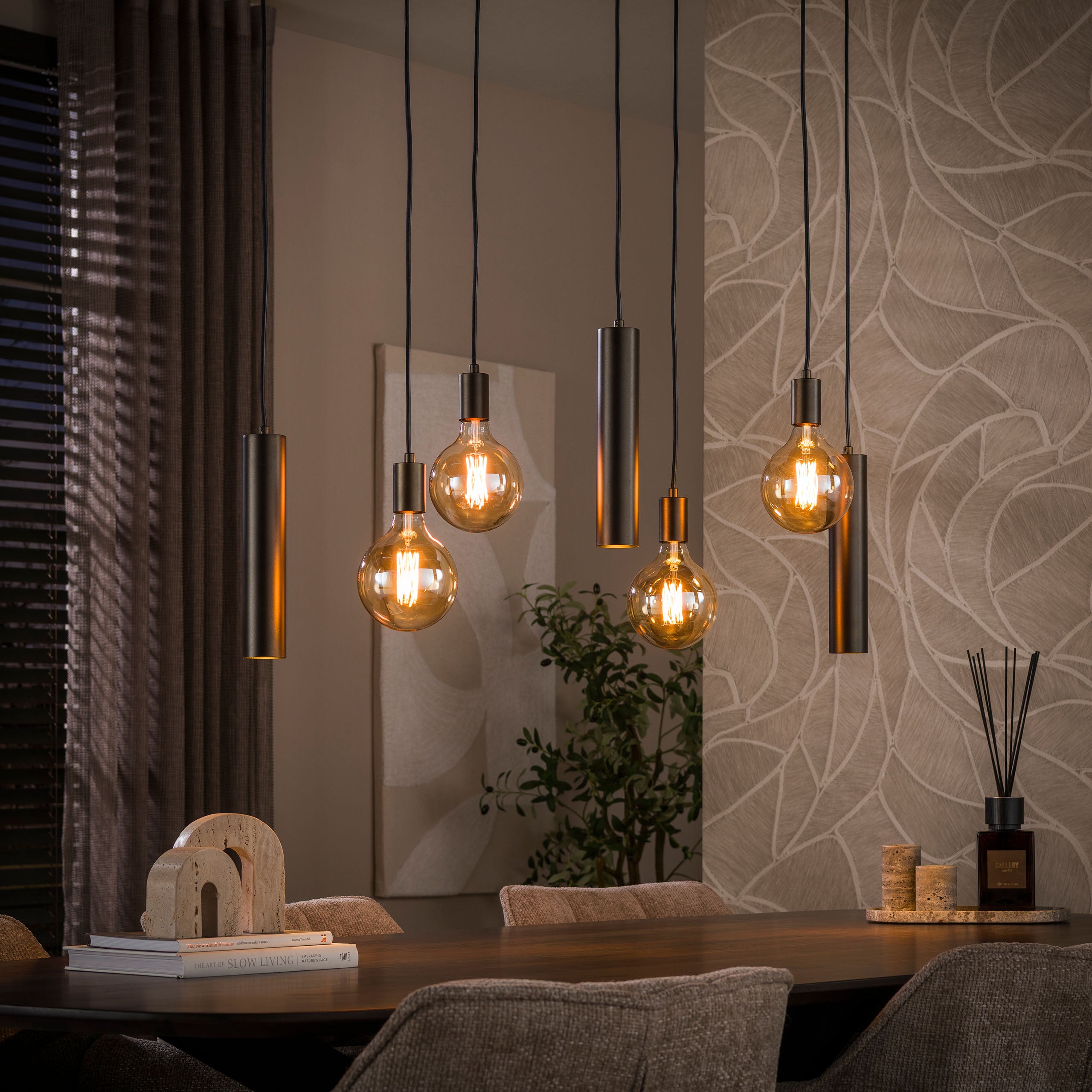 Hanglamp Senso 4+3-lichts / Sienna bruin