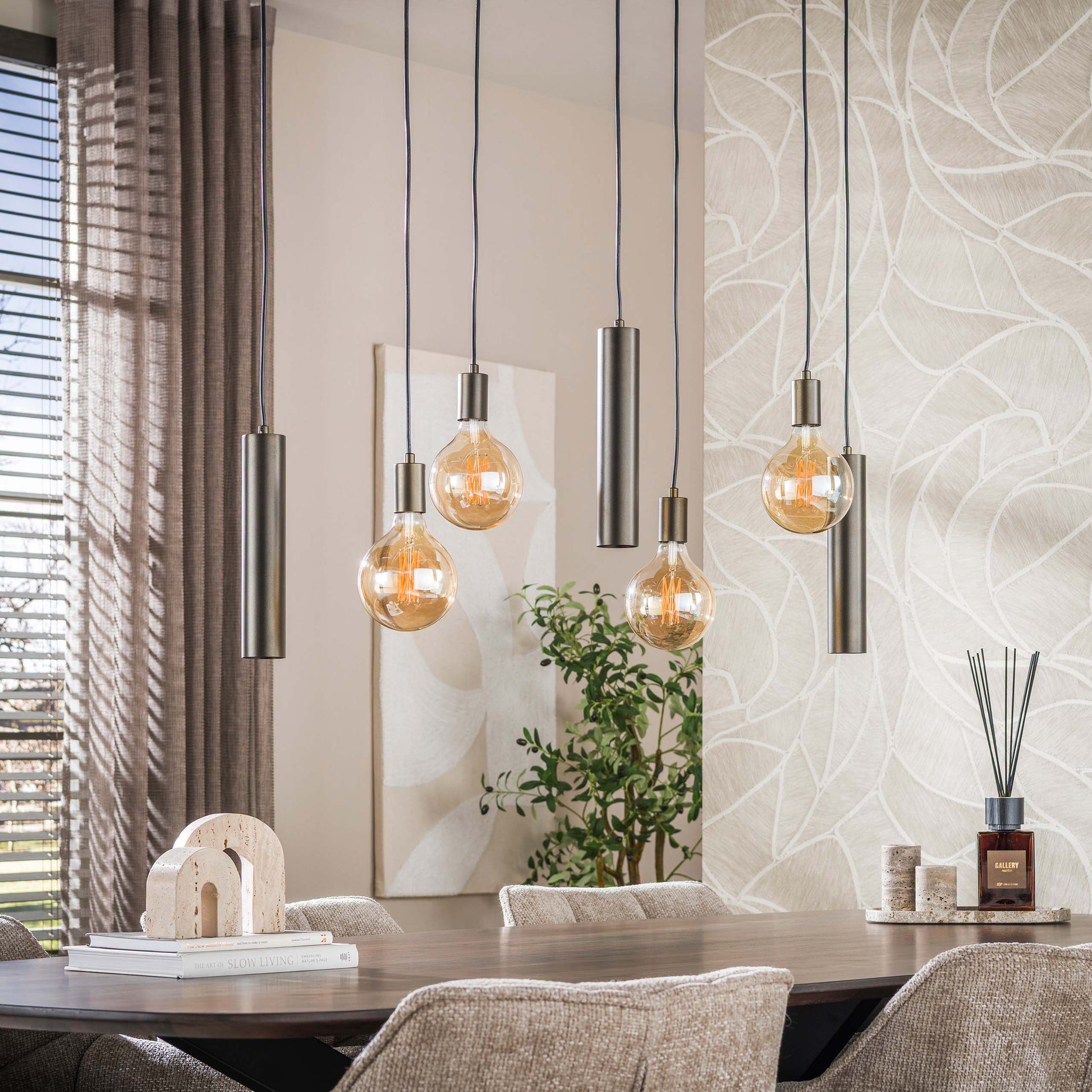Hanglamp Senso 4+3-lichts / Sienna bruin