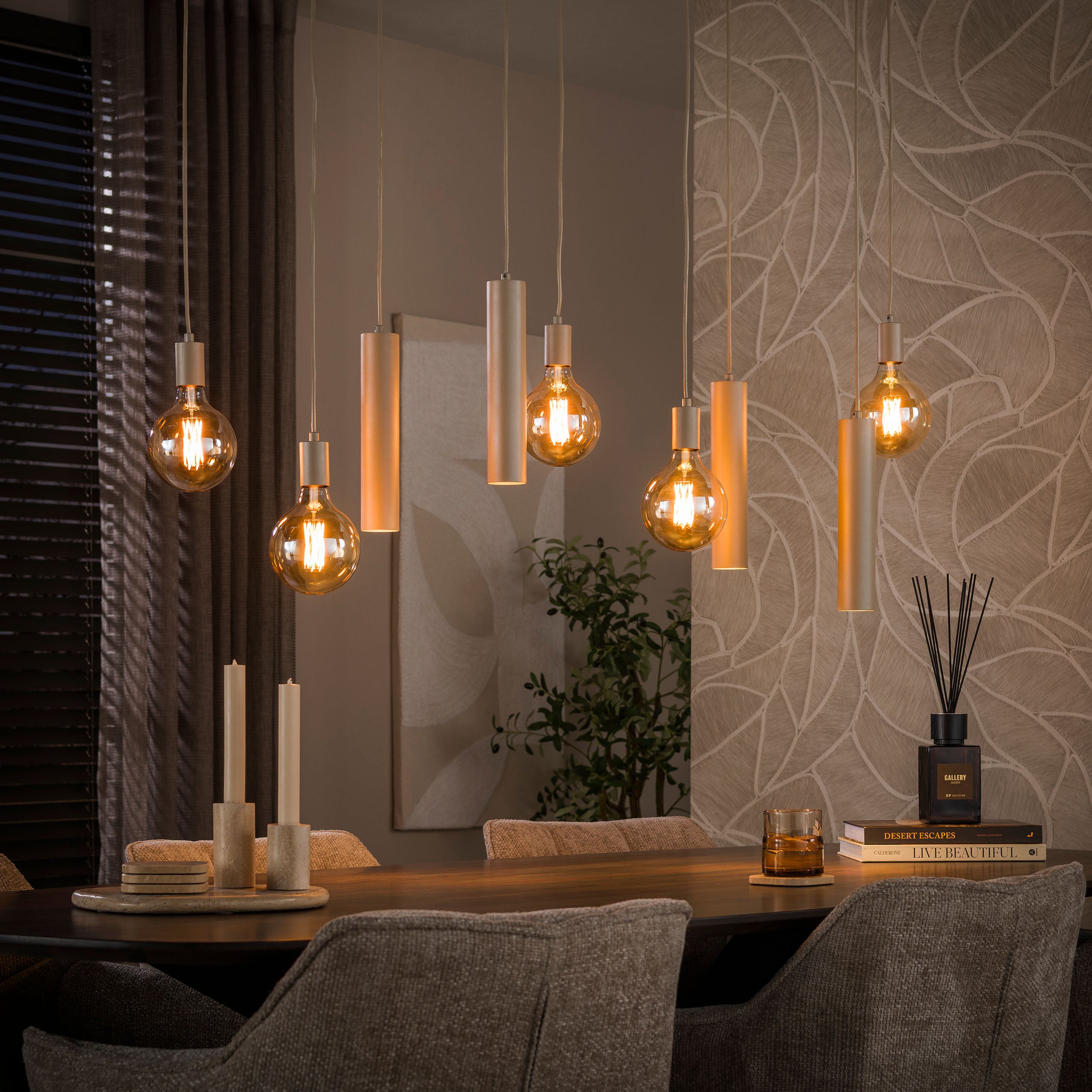 Hanglamp Senso 5+4-lichts / Beige