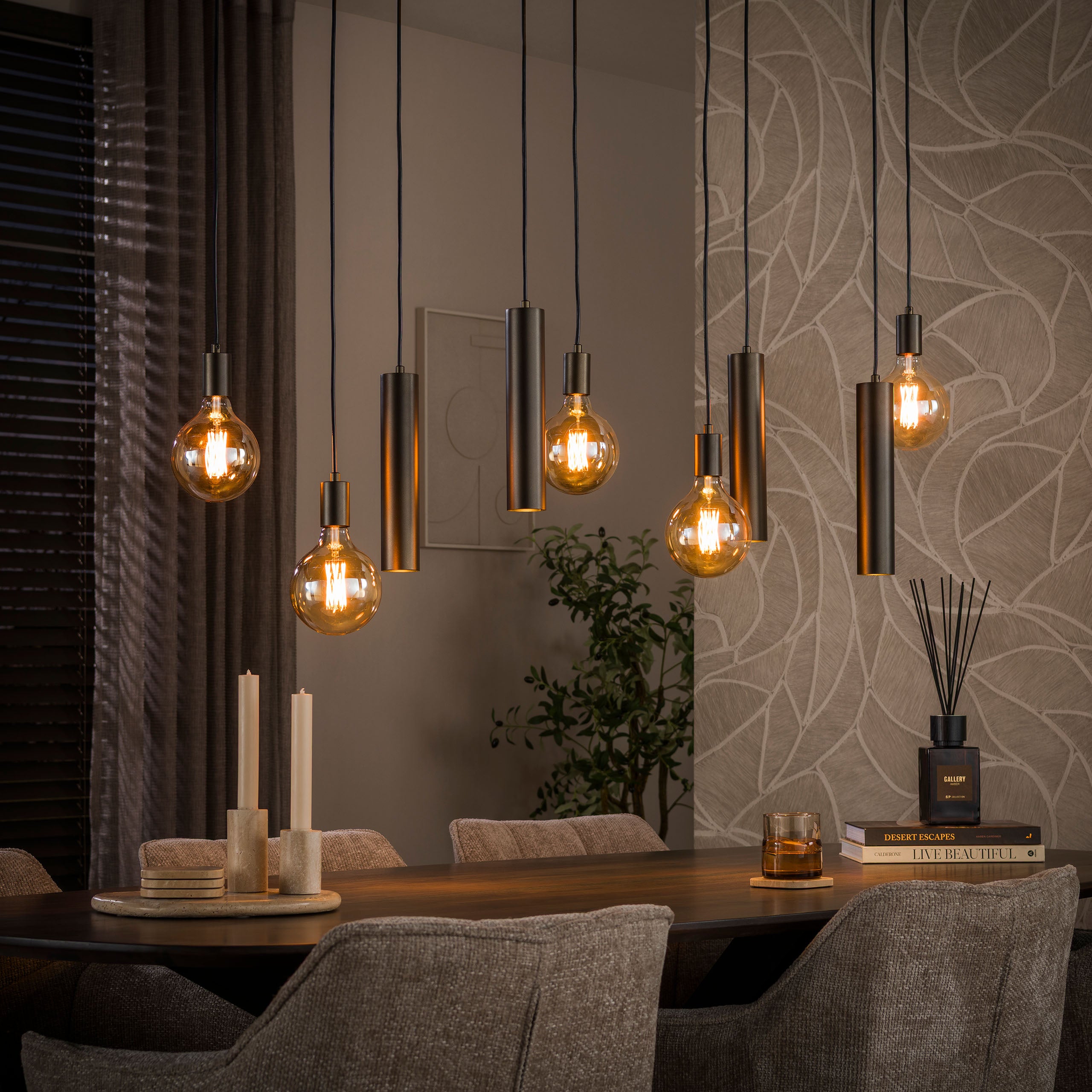Hanglamp Senso 5+4-lichts / Sienna bruin