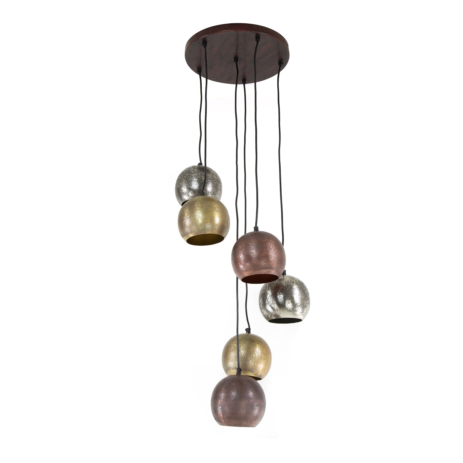 Hanglamp Bol Metal Getrapt 6 Lichts Mat Nikkel Mix