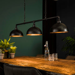 Hanglamp Industrial Tube 3 Lichts Zwart