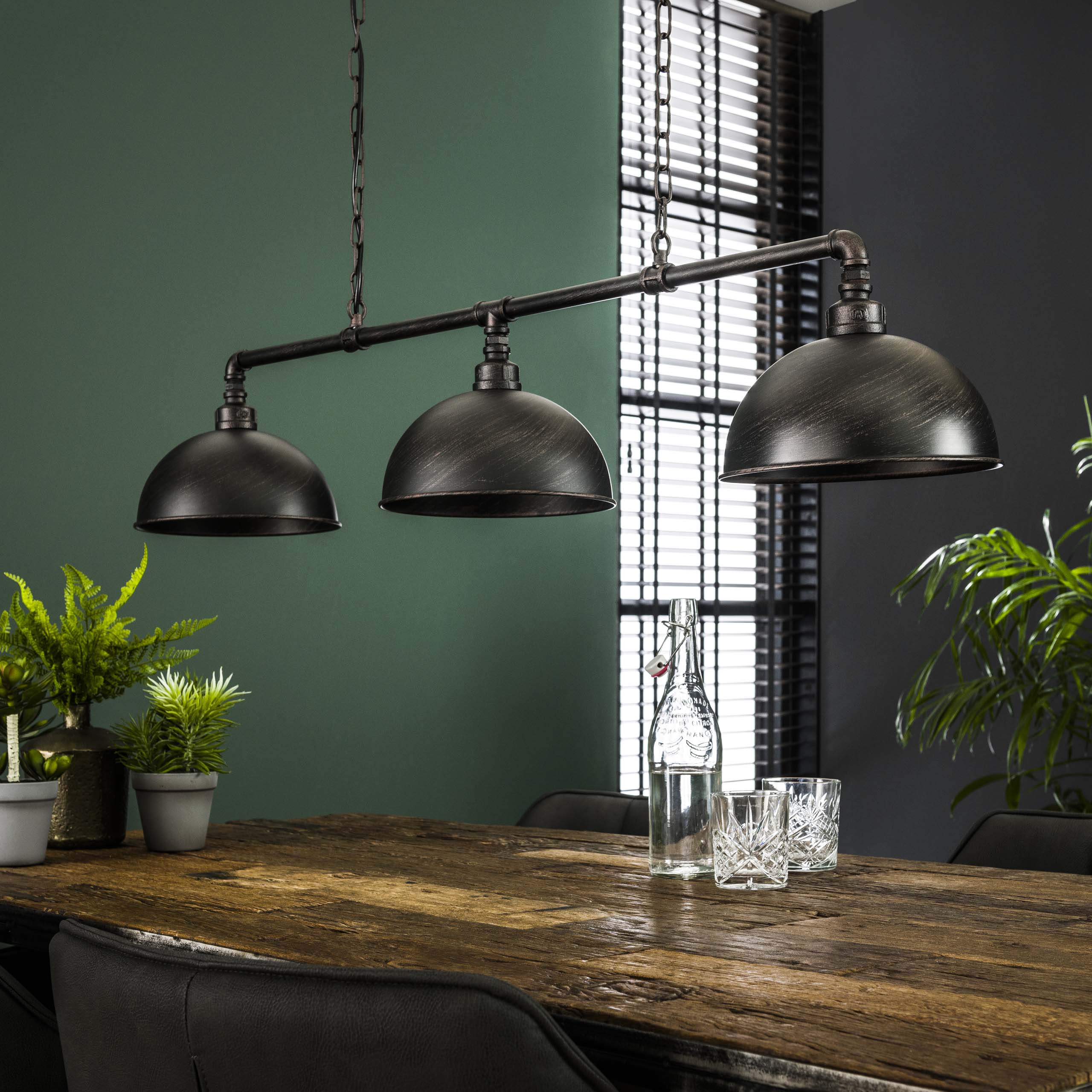 Hanglamp Industrial Tube 3 Lichts Zwart