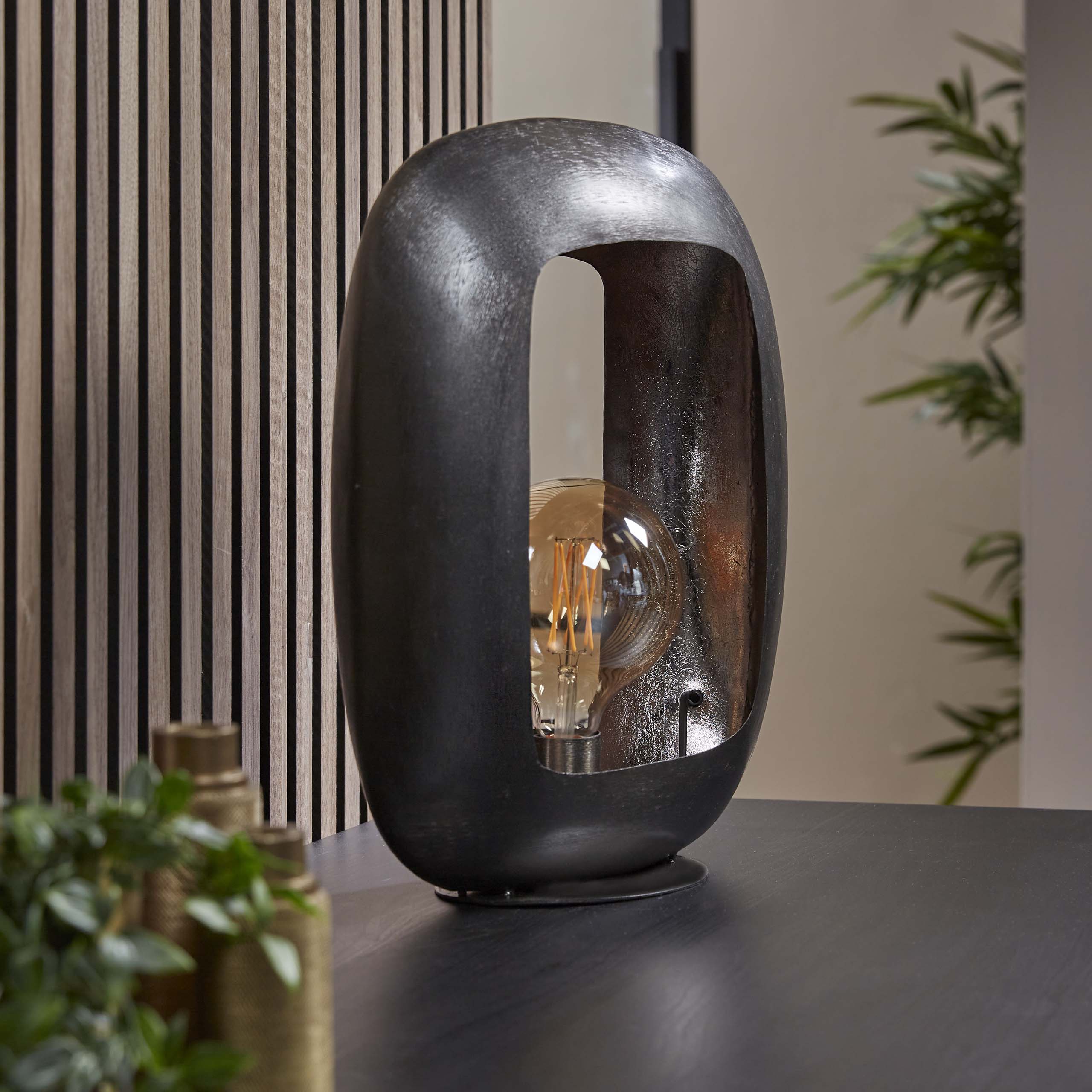 Tafellamp Arch Xl 1 Lichts Zwart Nikkel