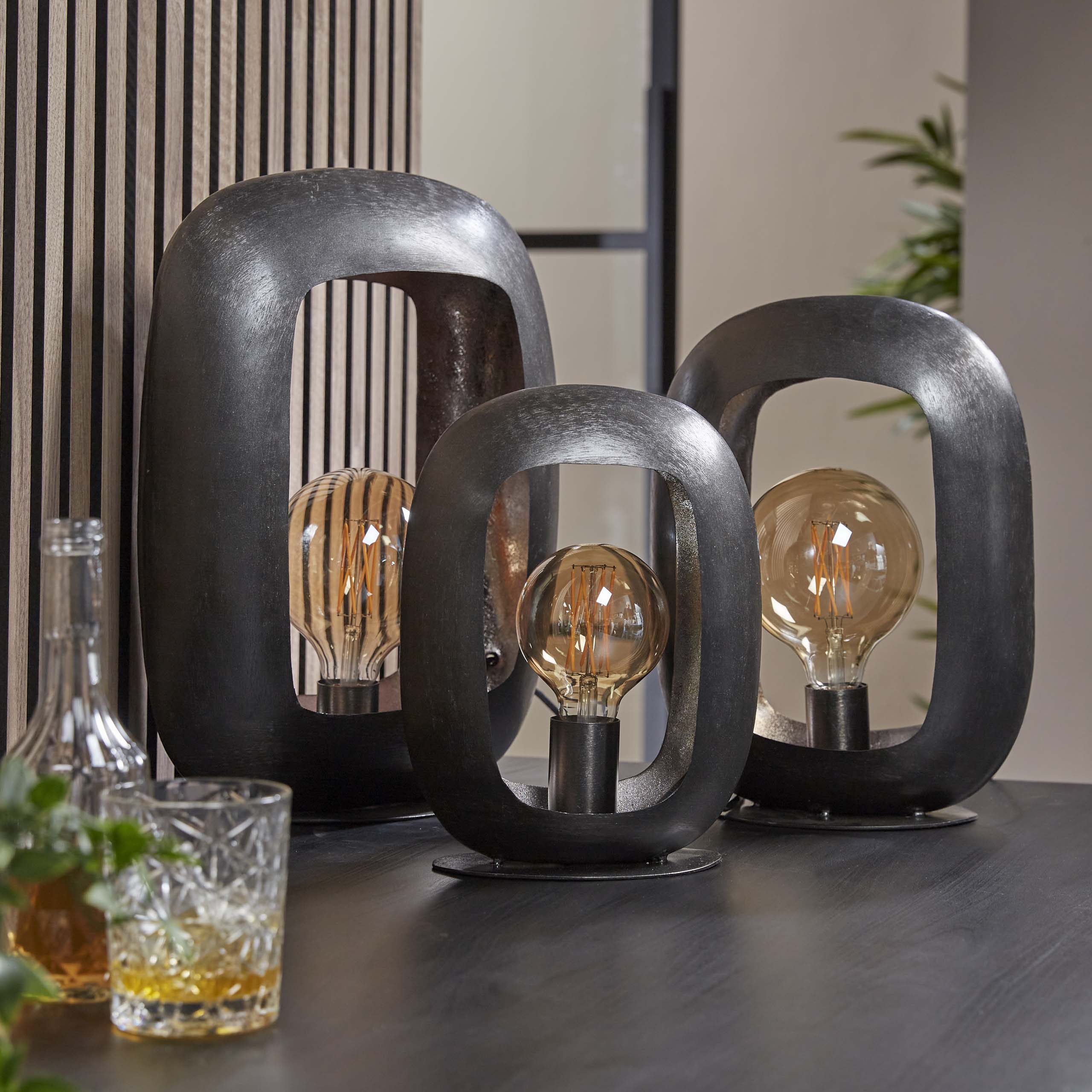 Tafellamp Arch Xl 1 Lichts Zwart Nikkel